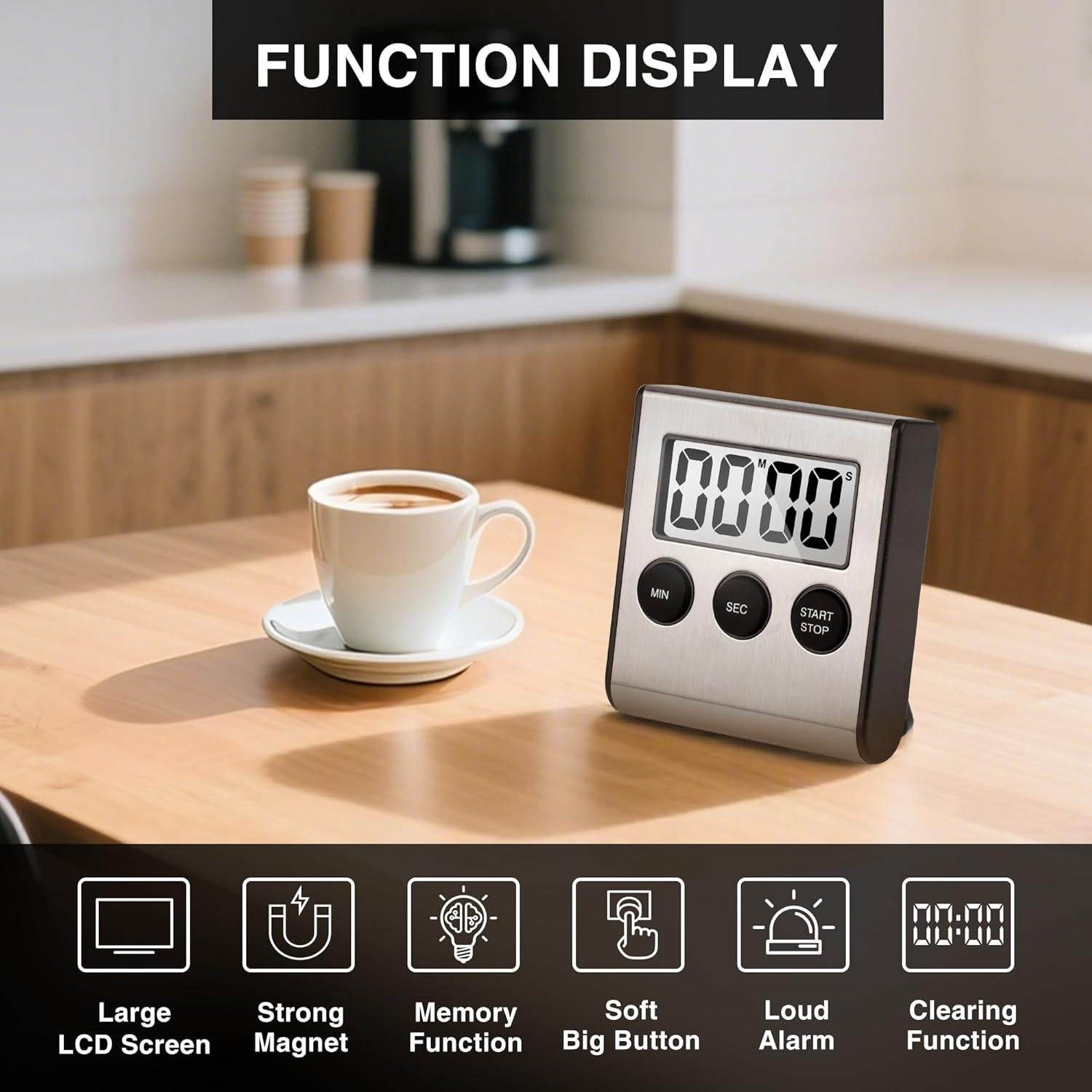 Temporizadores de Cocina Digitales AOUVES 2 Pack Acero Inoxidable