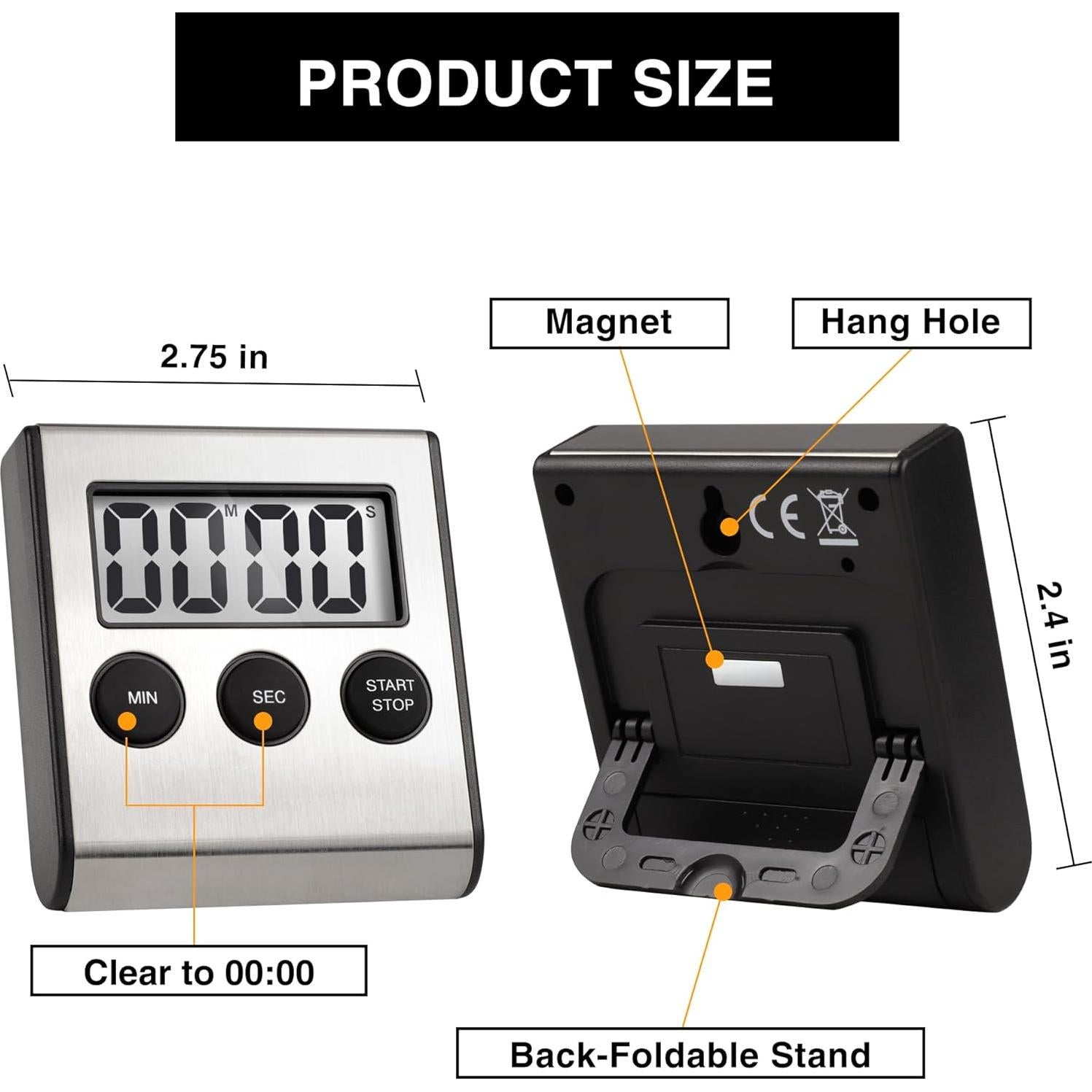 Temporizadores de Cocina Digitales AOUVES 2 Pack Acero Inoxidable