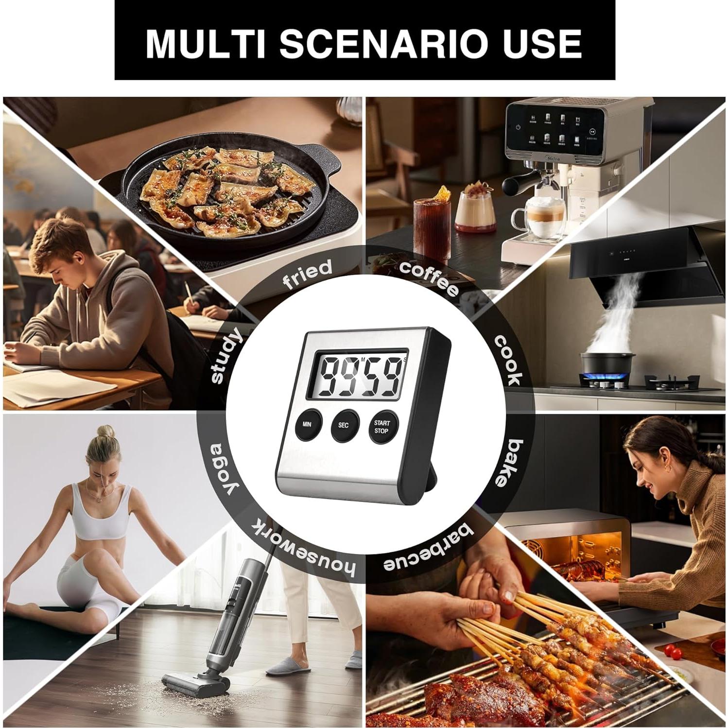 Temporizadores de Cocina Digitales AOUVES 2 Pack Acero Inoxidable