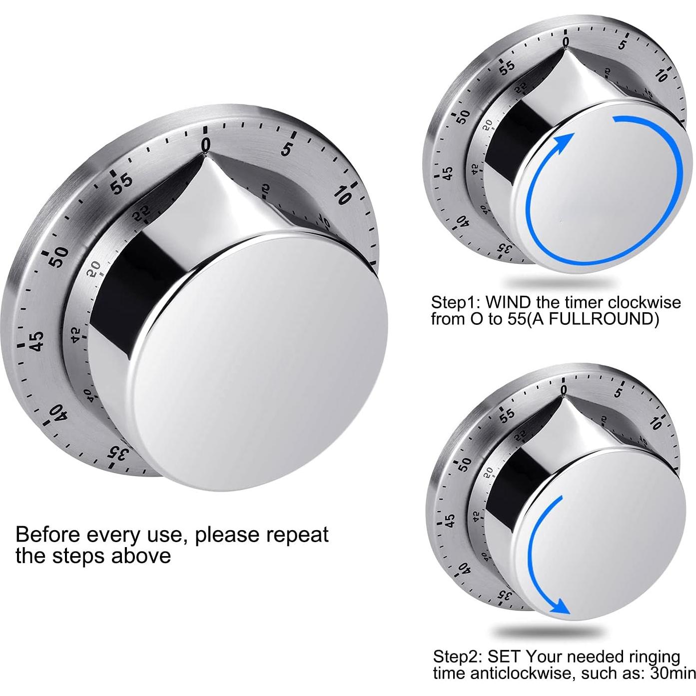 Temporizador de Cocina Mecánico ALBAYRAK Acero Inoxidable Plata