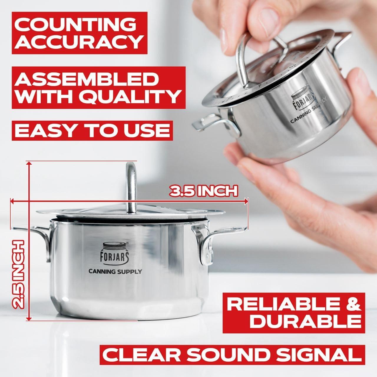 Temporizador Mecánico de Cocina Forjars 60 Minutos Acero Inoxidable