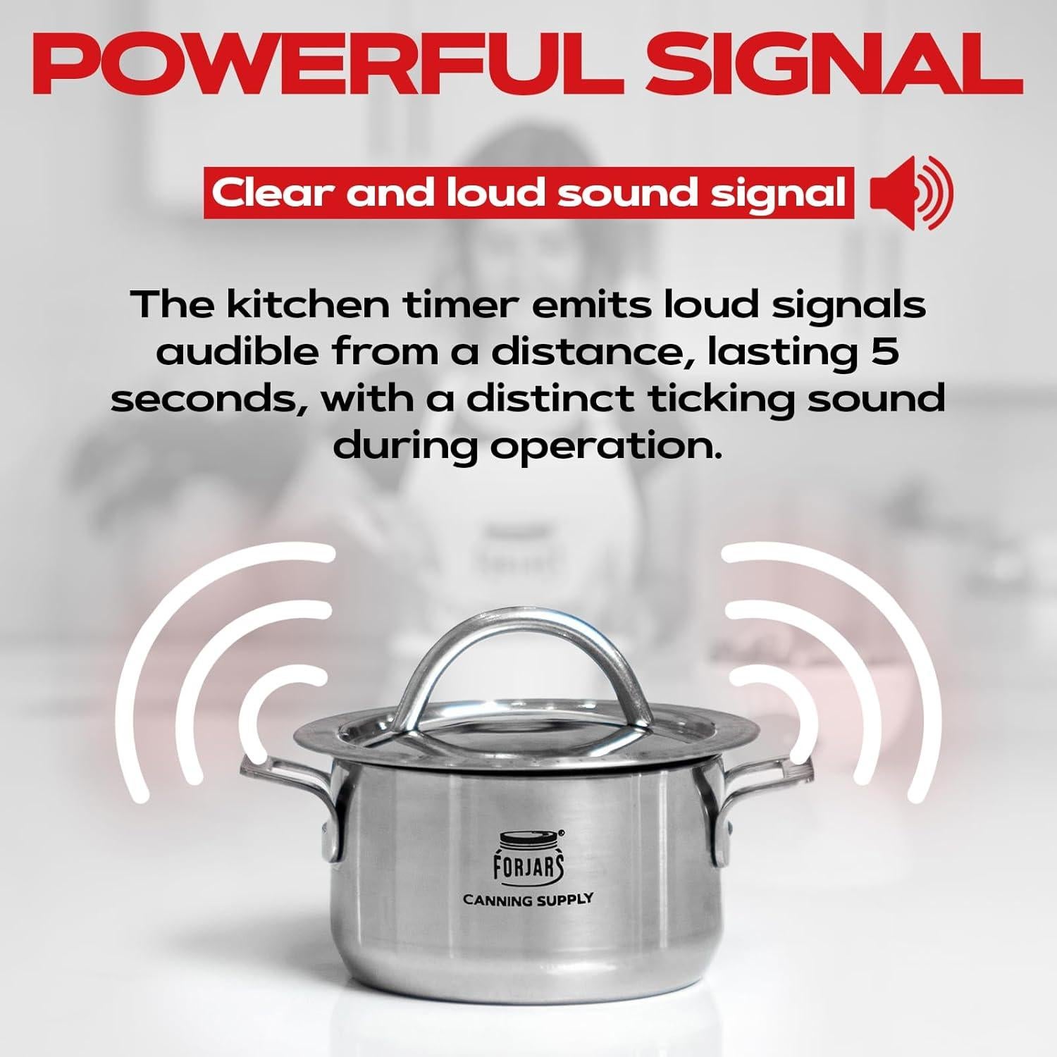 Temporizador Mecánico de Cocina Forjars 60 Minutos Acero Inoxidable