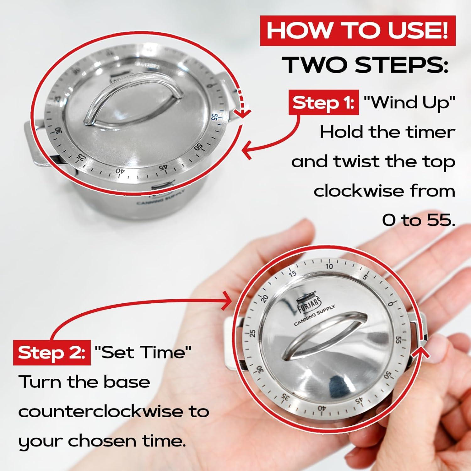 Temporizador Mecánico de Cocina Forjars 60 Minutos Acero Inoxidable