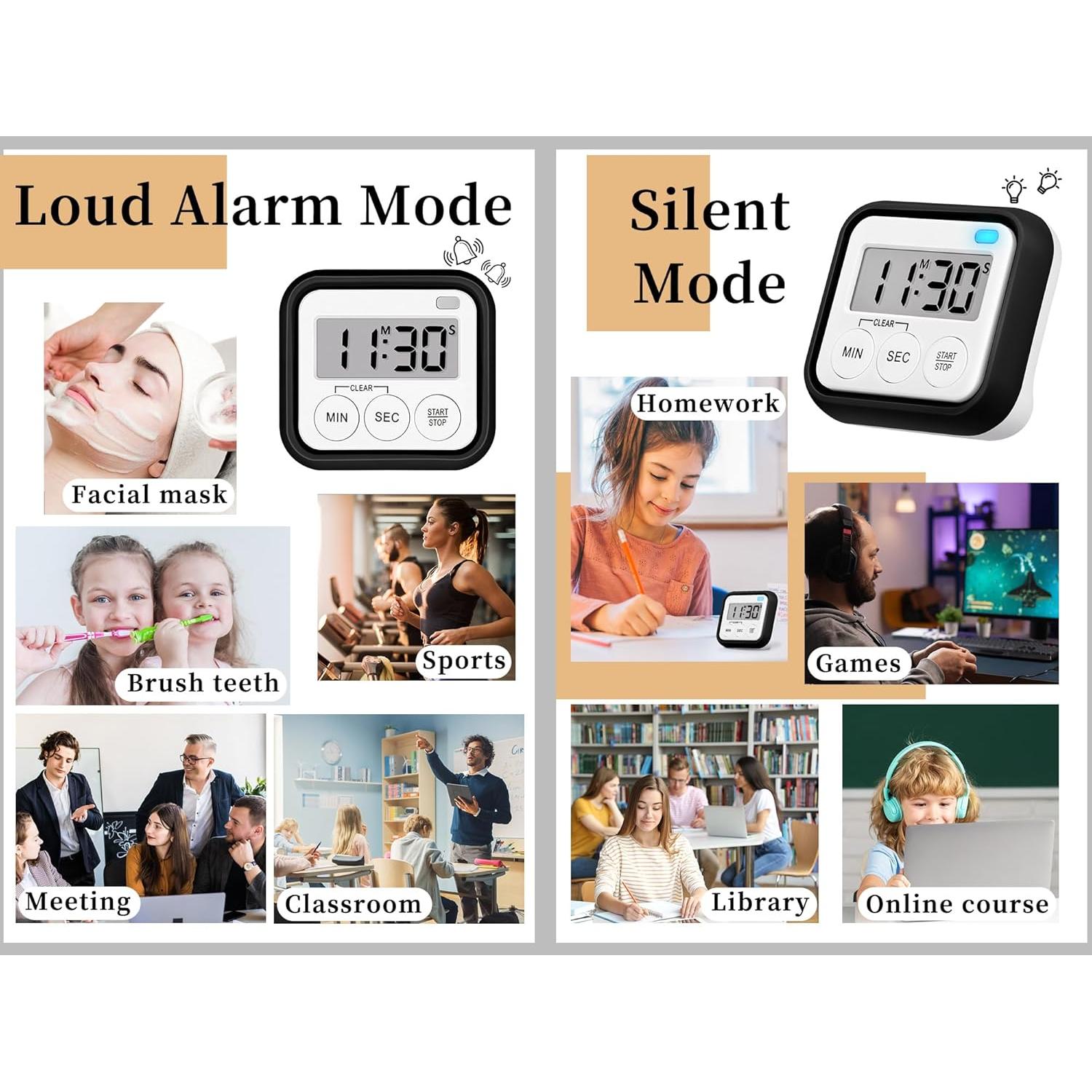 Temporizador Digital Magnético AOUVES para Cocina y Aula 2 Paquete