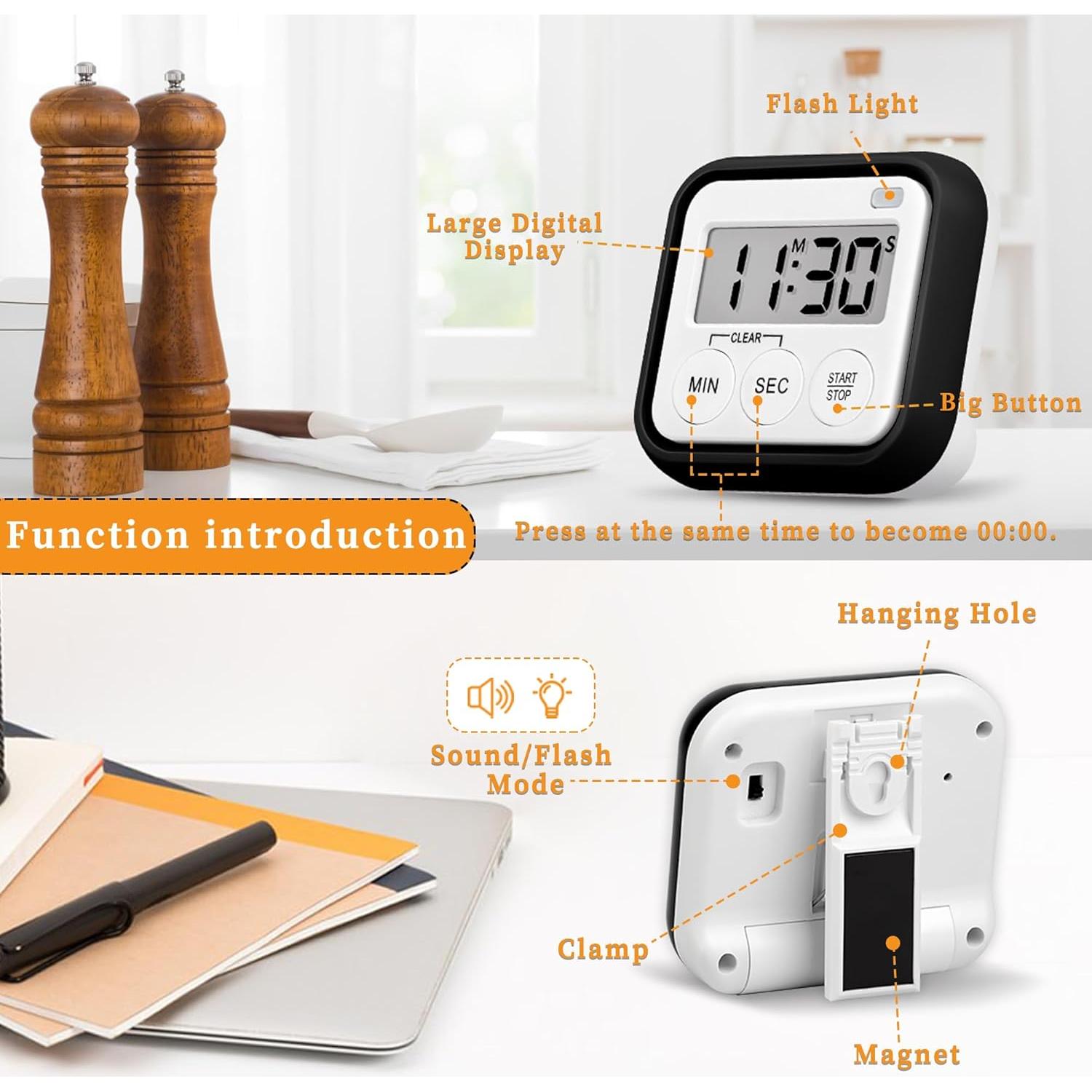 Temporizador Digital Magnético AOUVES para Cocina y Aula 2 Paquete