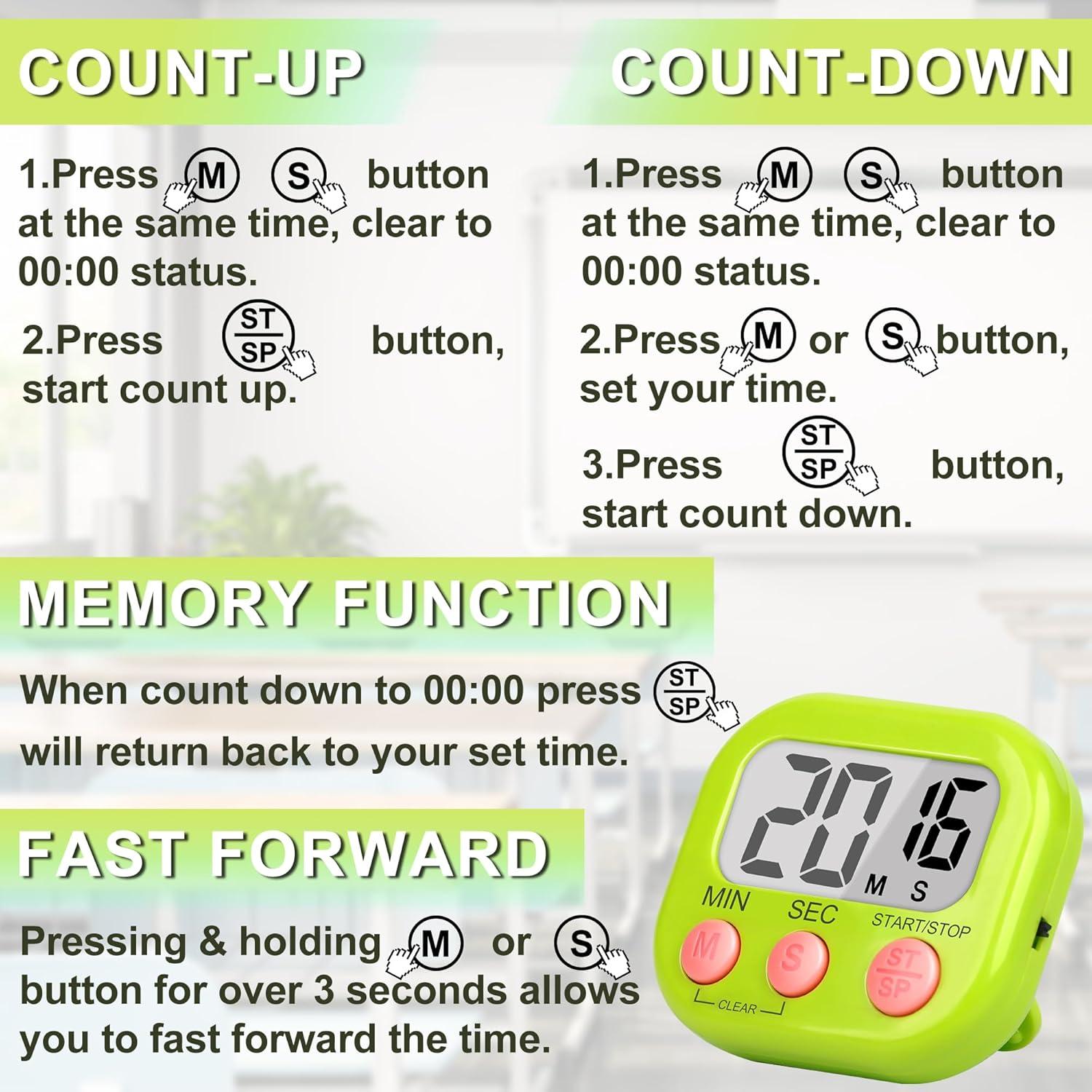 Temporizador Digital ZILLEEN Paquete de 2 Azul y Verde