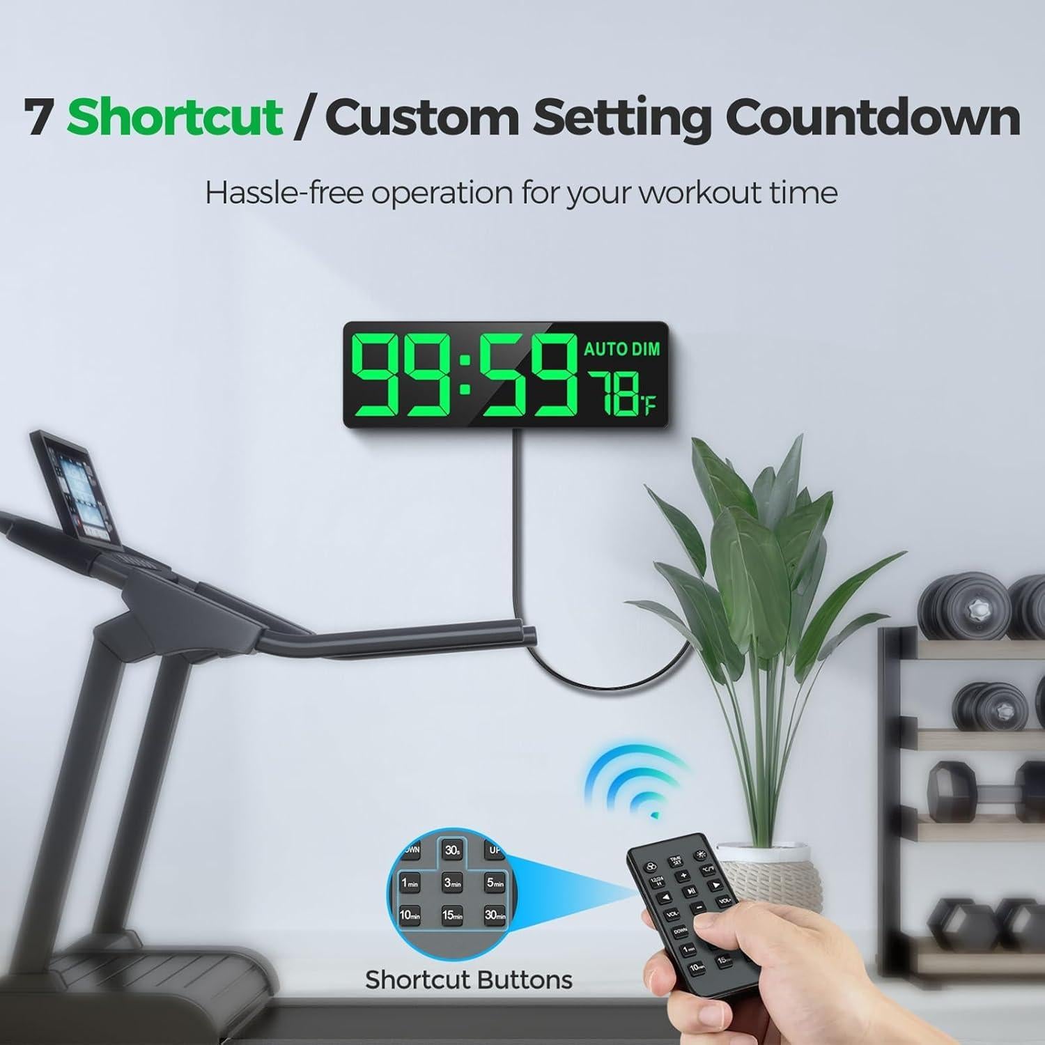 Reloj Digital de Pared REACHER 43.9x16.2 cm con Temporizador