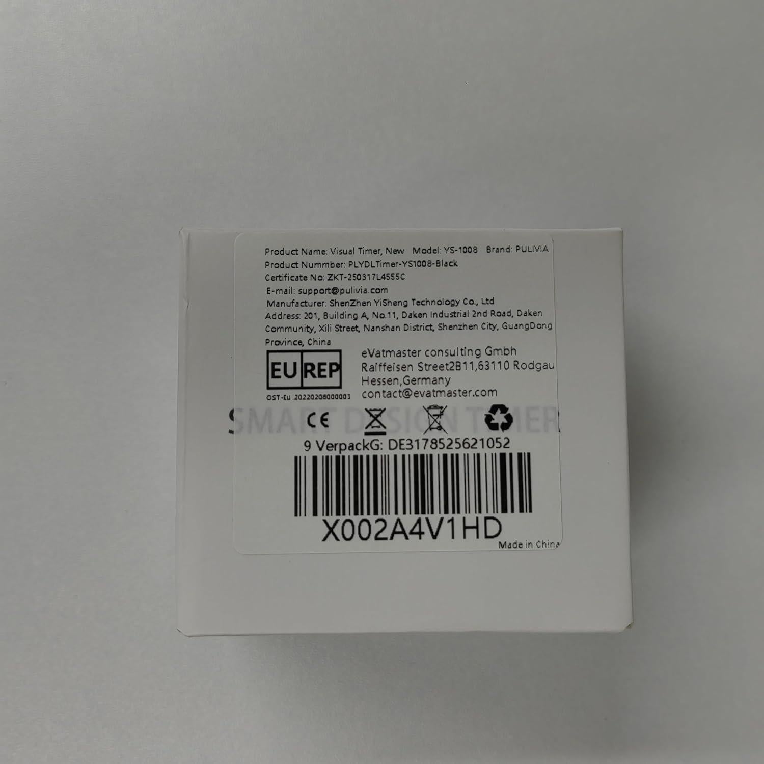 Temporizador Visual PULIVIA YS-1008 5-50 Minutos Recargable