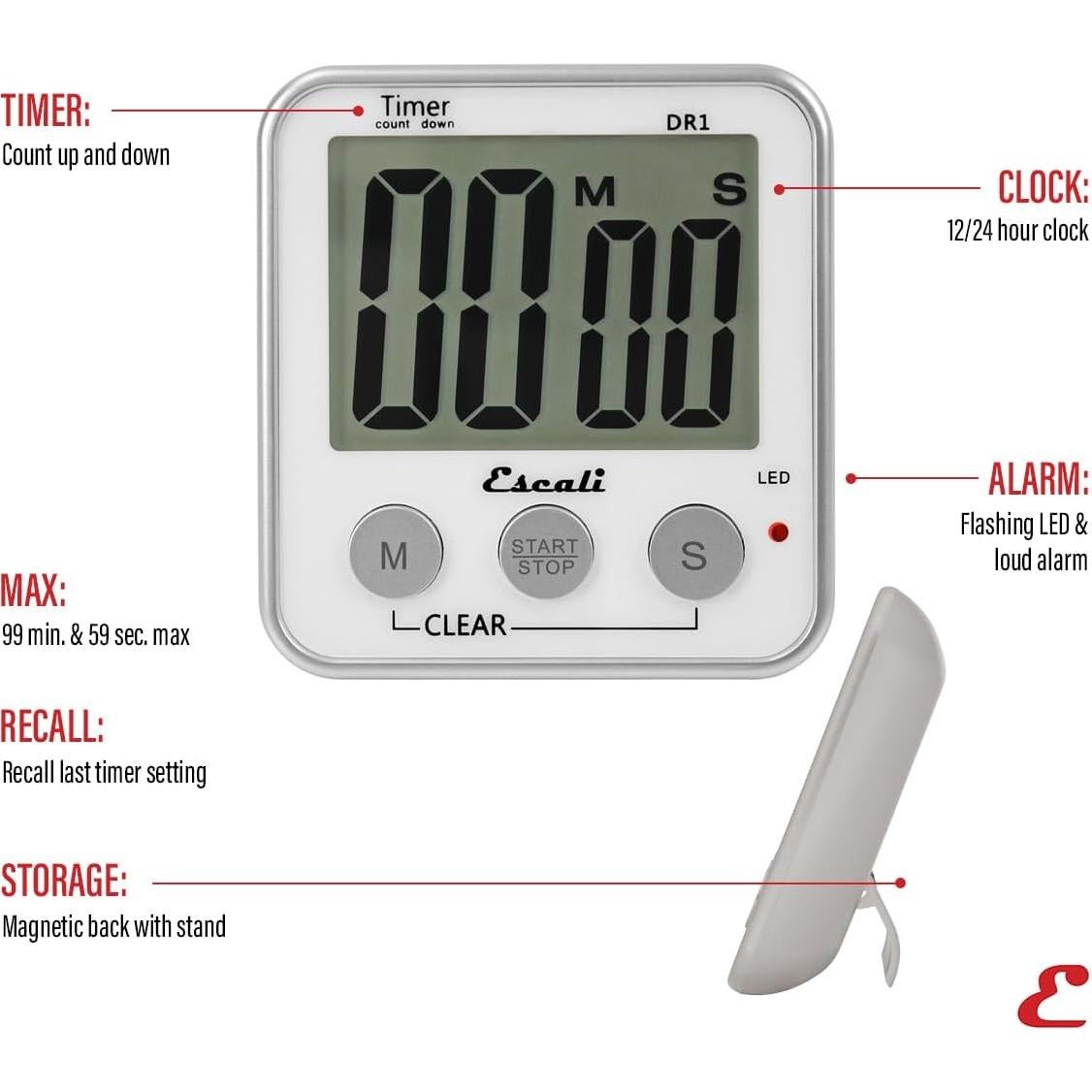 Temporizador Digital Escali DR1 con Pantalla Extra Grande