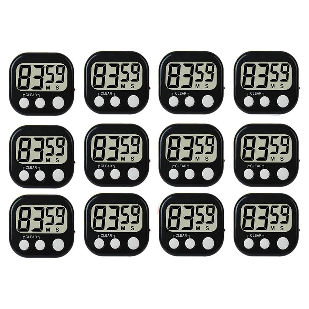 Paquete de 12 Temporizadores Digitales de Cocina Rumcnjen - Alarma Fuerte, Pantalla Grande, Soporte Magnético