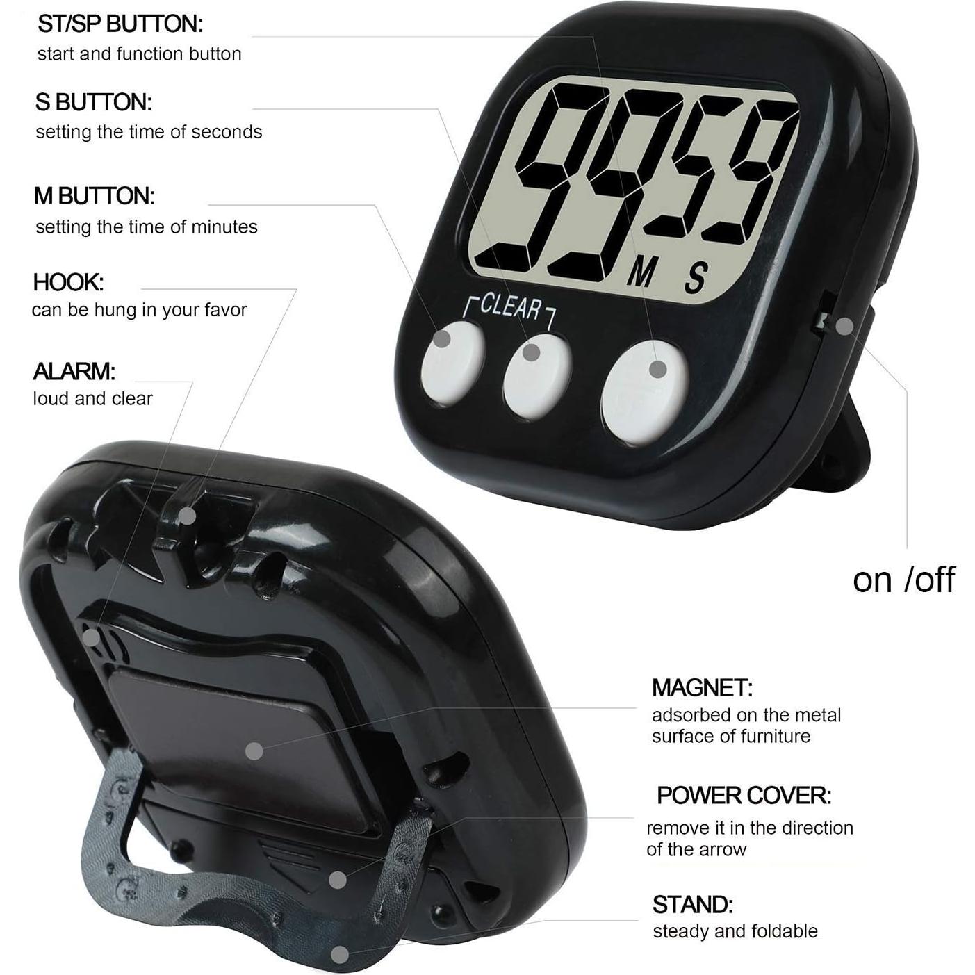 Paquete de 12 Temporizadores Digitales de Cocina Rumcnjen - Alarma Fuerte, Pantalla Grande, Soporte Magnético