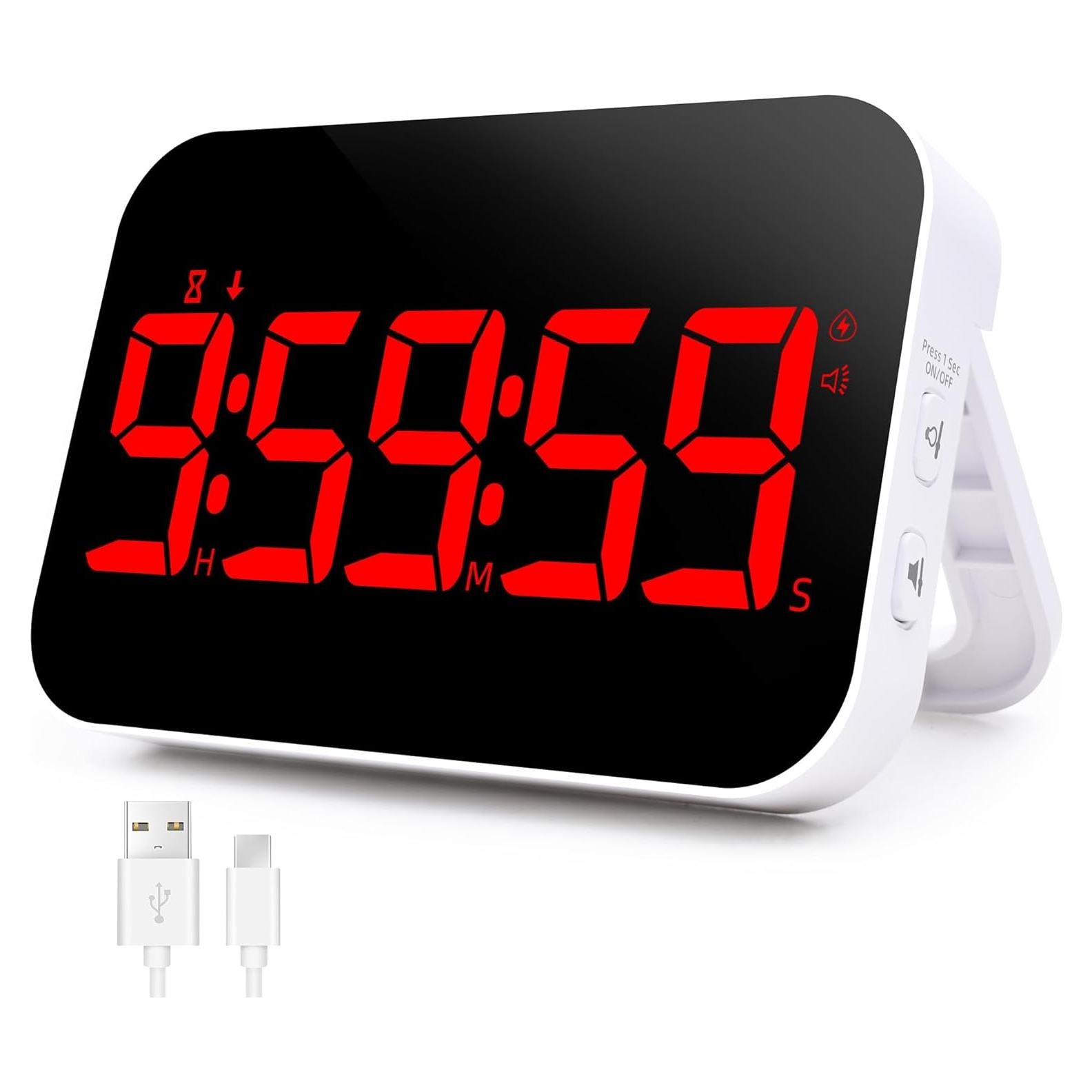 Temporizador de Cocina Digital Tilstongy Rojo LED 5" Recargable