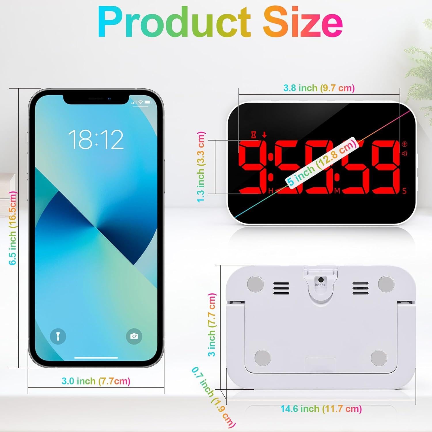 Temporizador de Cocina Digital Tilstongy Rojo LED 5" Recargable