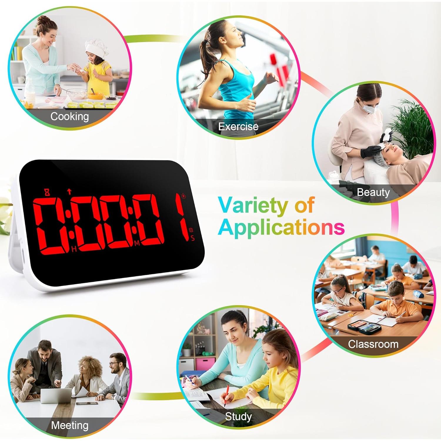 Temporizador de Cocina Digital Tilstongy Rojo LED 5" Recargable