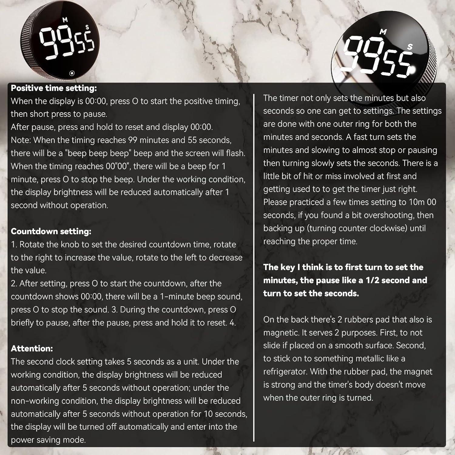 Temporizador de Cocina Digital Eshome Negro con Pantalla LED