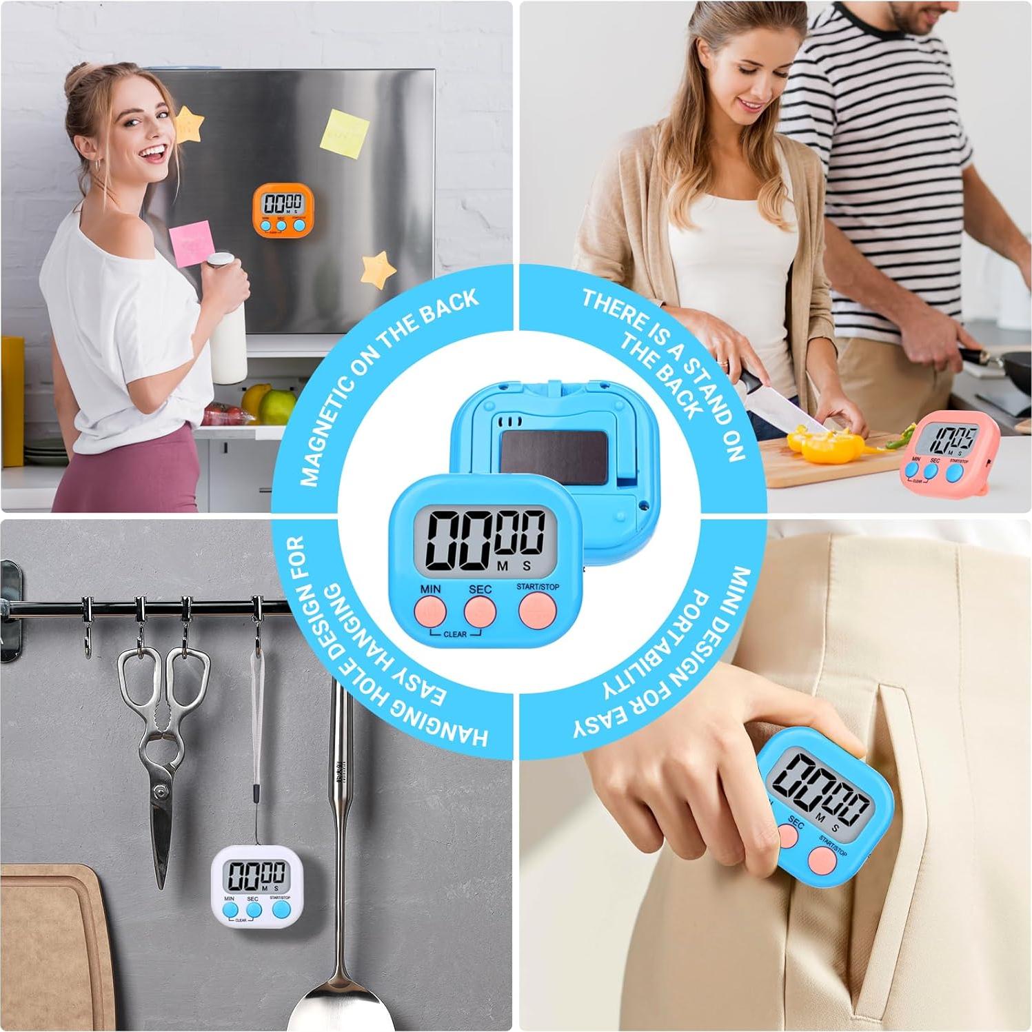 Temporizador de Cocina Digital 12 Piezas Magnético Multicolor