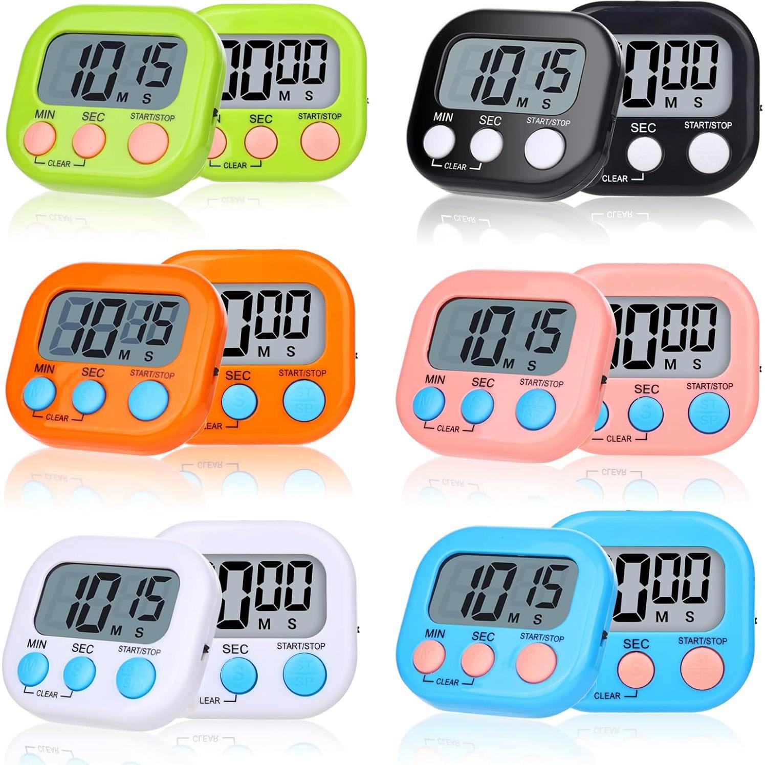 Temporizador de Cocina Digital 12 Piezas Magnético Multicolor