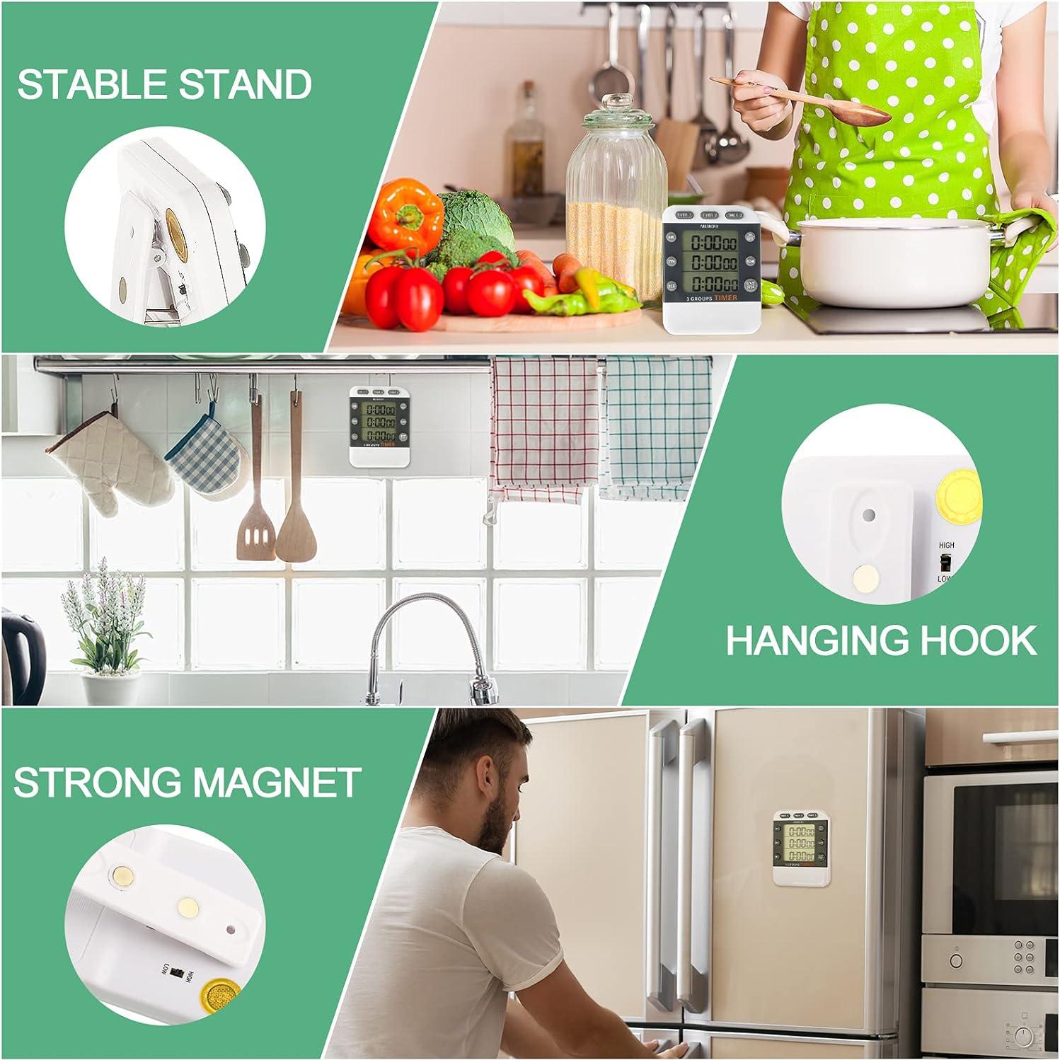 Temporizador Digital de Cocina Photect 2 Piezas 3 Canales