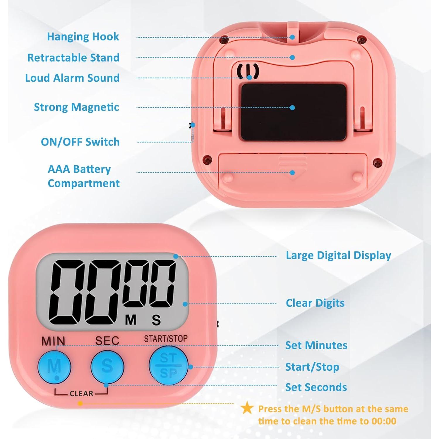 Temporizadores Digitales de Cocina ZILLEEN 6 Piezas Colores