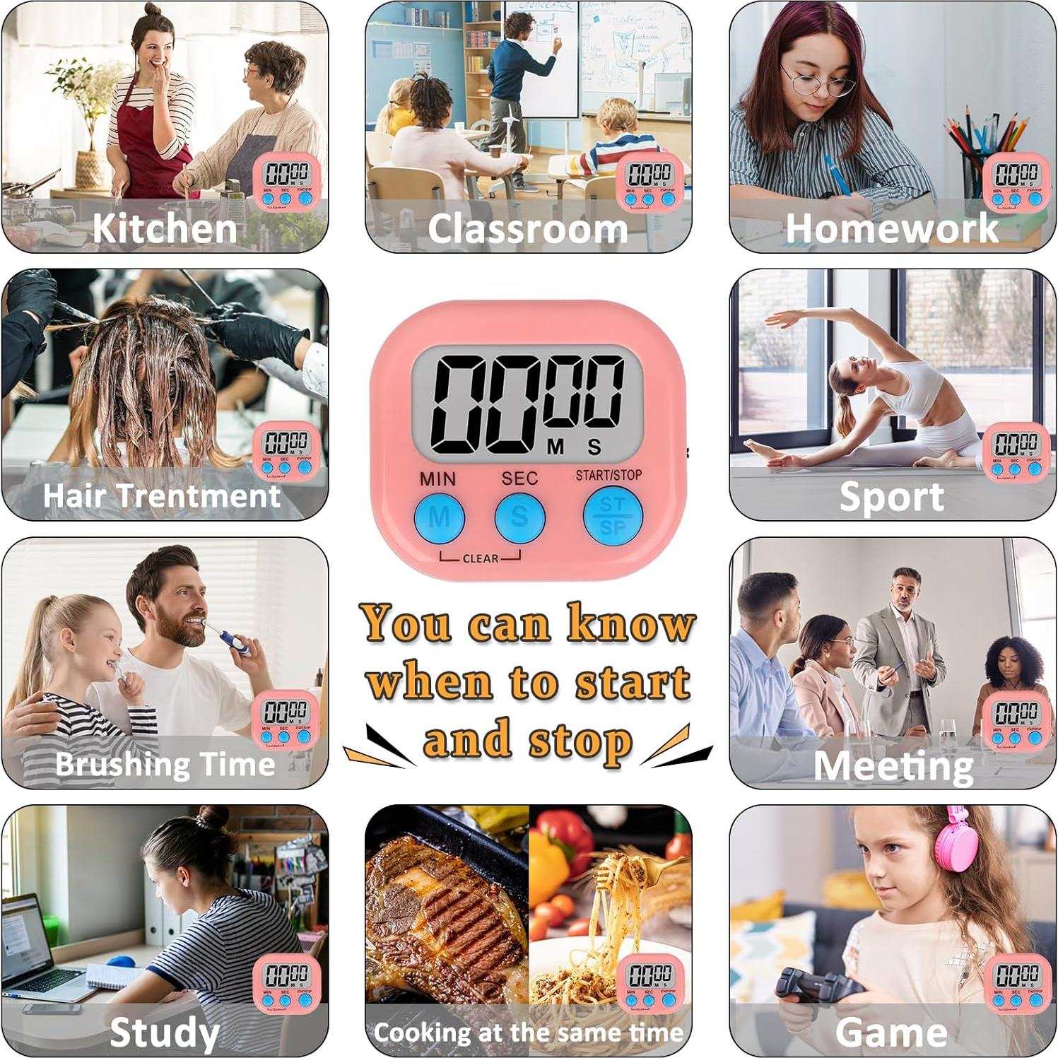 Temporizadores Digitales de Cocina ZILLEEN 6 Piezas Colores