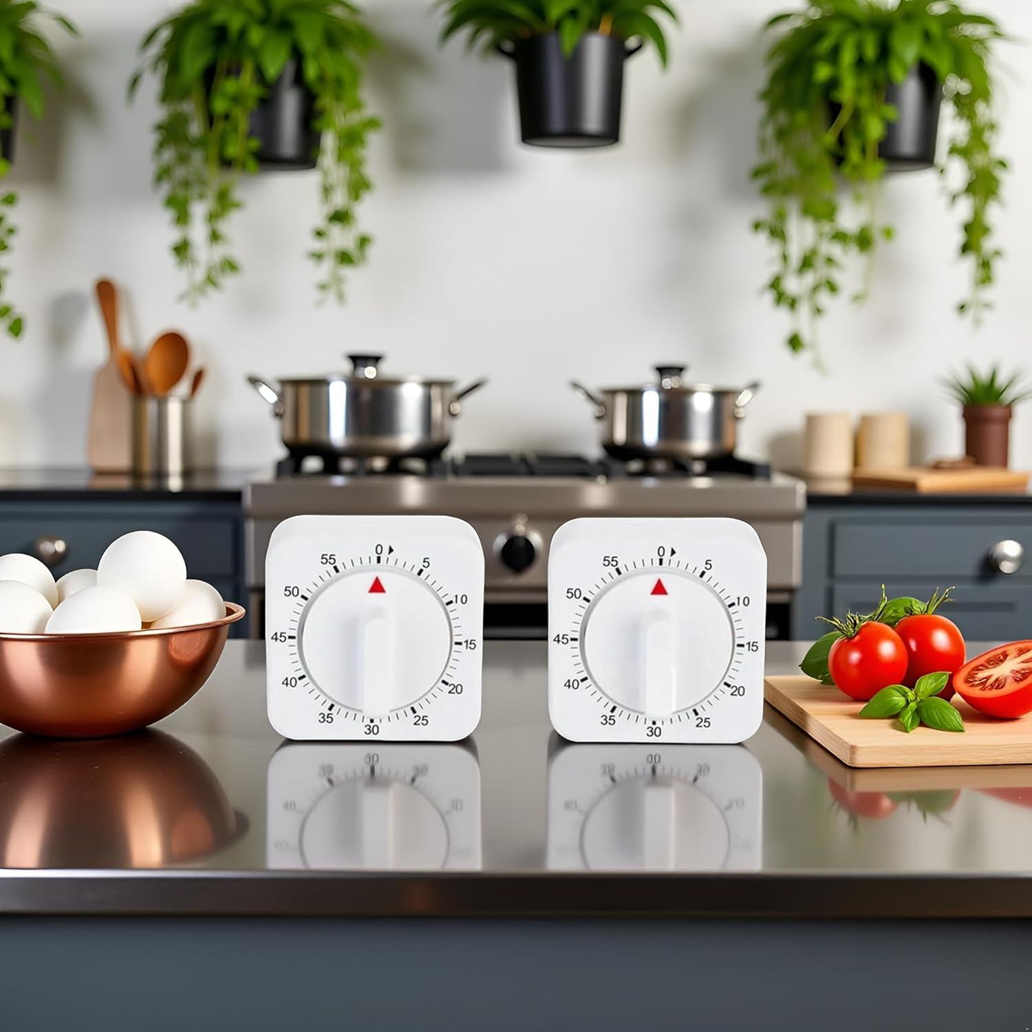 Temporizador Mecánico de Cocina Tustao 2 Pcs Blanco 60 Min