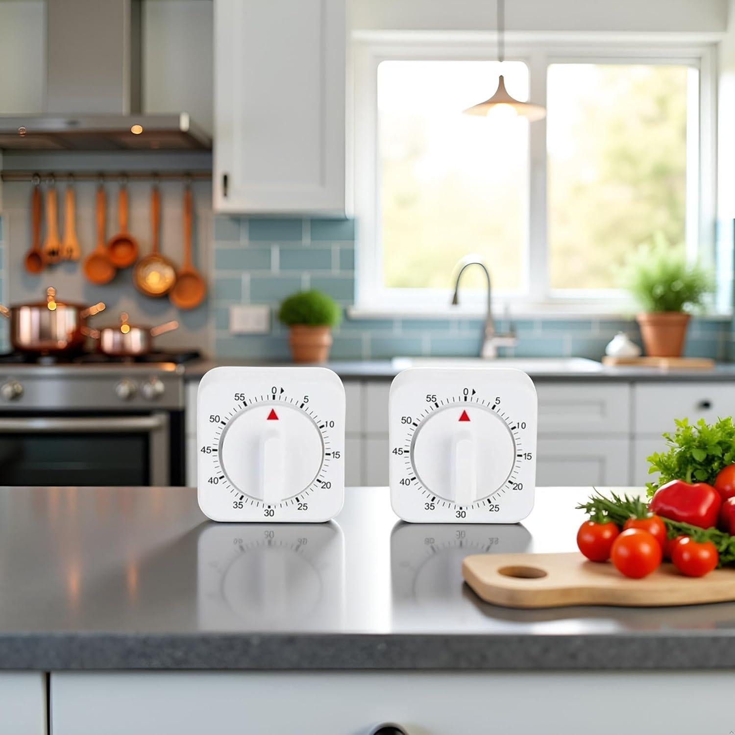 Temporizador Mecánico de Cocina Tustao 2 Pcs Blanco 60 Min