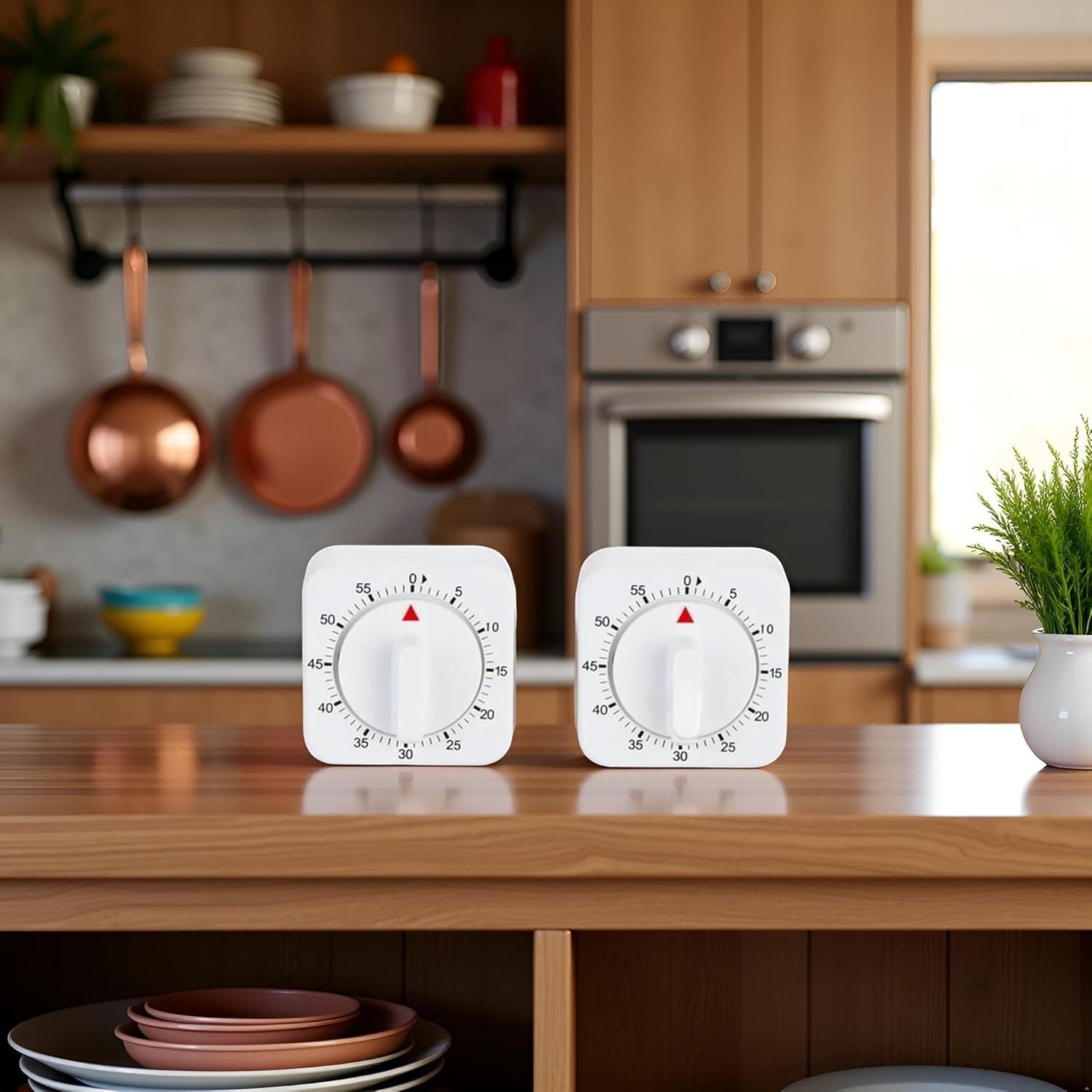 Temporizador Mecánico de Cocina Tustao 2 Pcs Blanco 60 Min