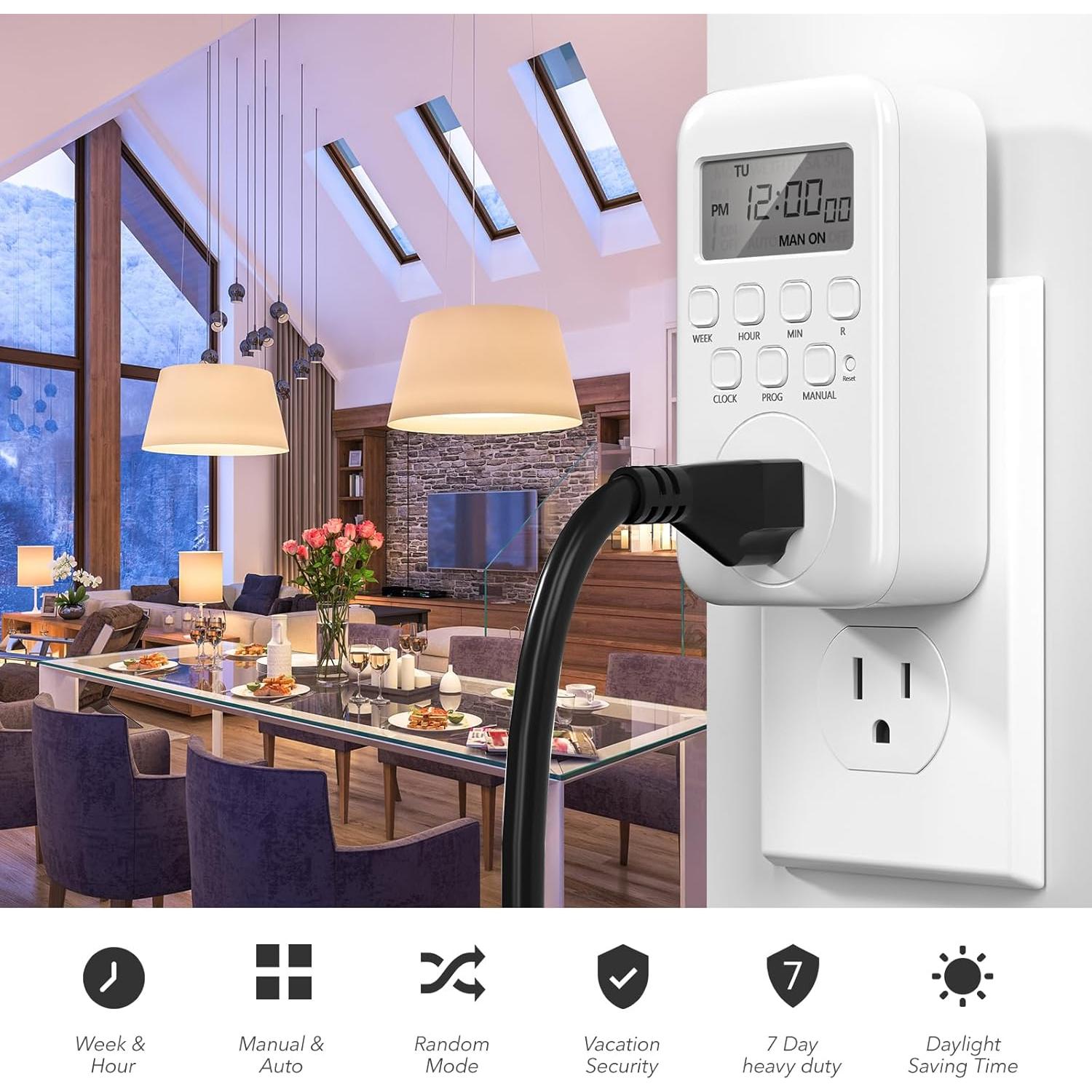 Temporizador Digital BN-LINK 7 Días 15A 125V Enchufe Interior