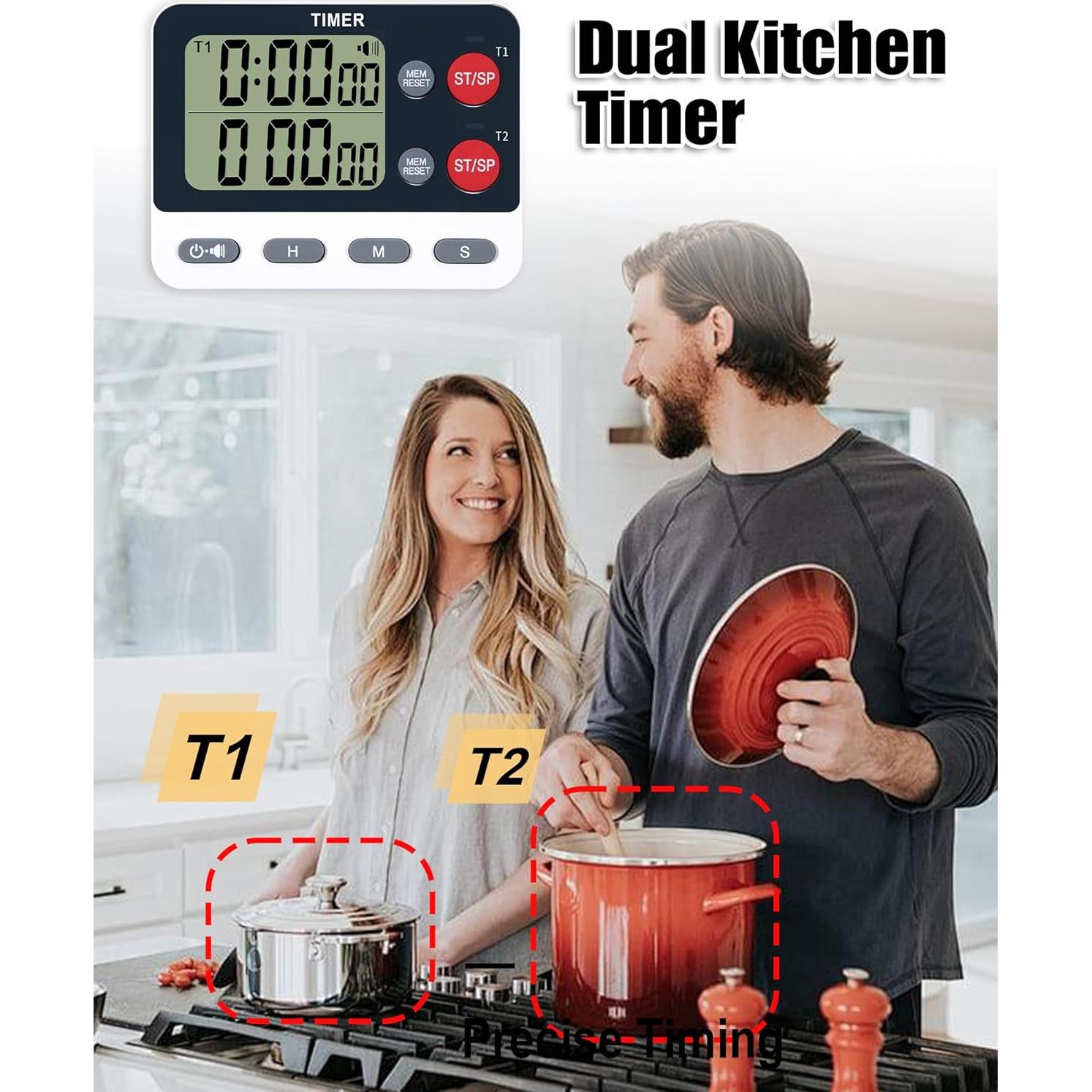 Temporizador de Cocina Digital TPNEG Dual con Pantalla Grande