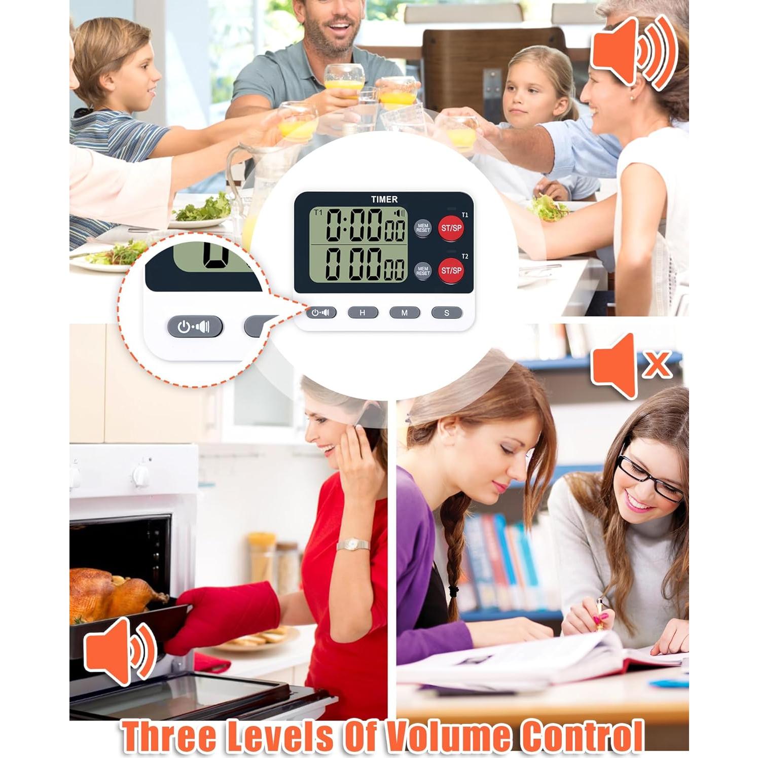 Temporizador de Cocina Digital TPNEG Dual con Pantalla Grande