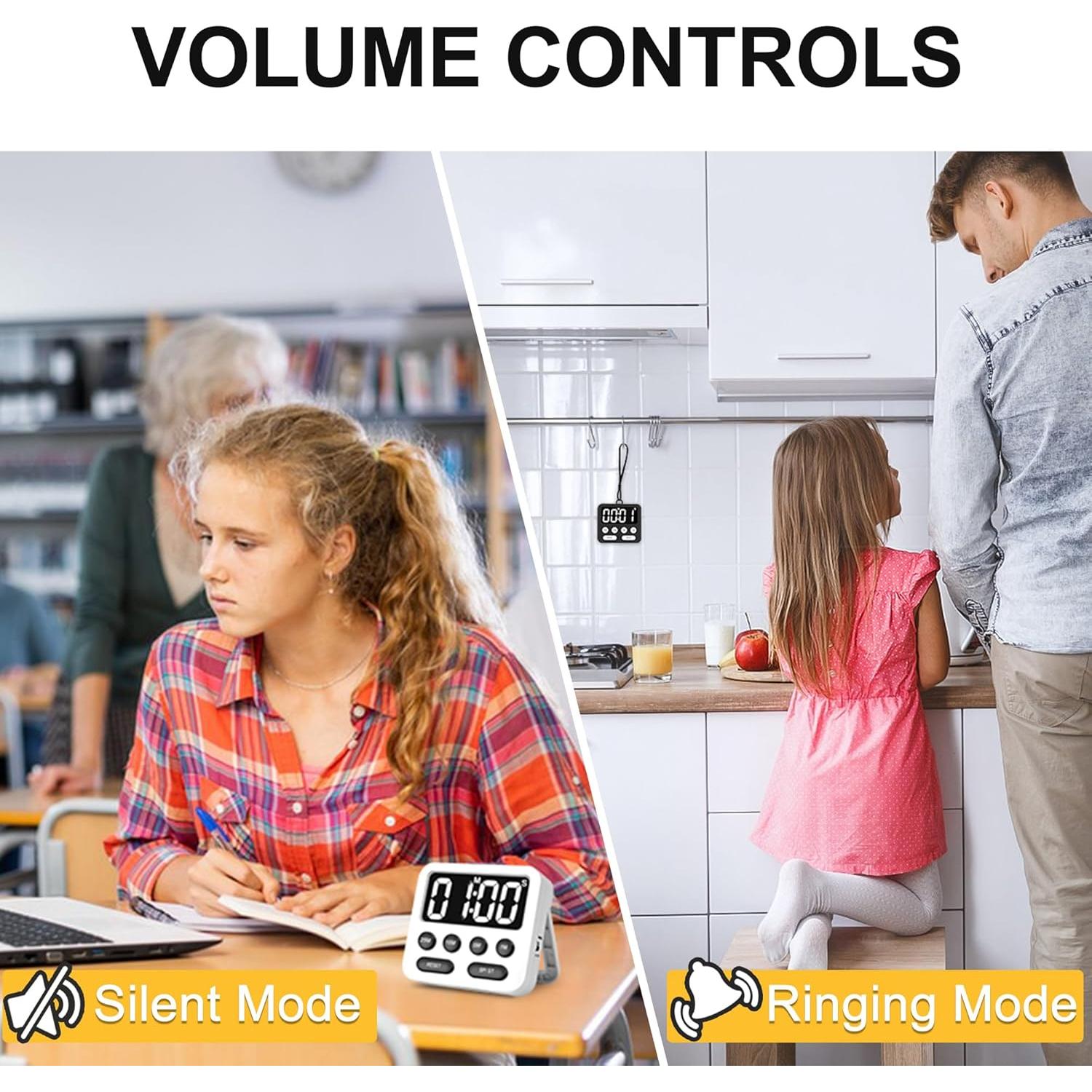 Temporizador Pomodoro Digital AOUVES con Pantalla Grande 90.7g