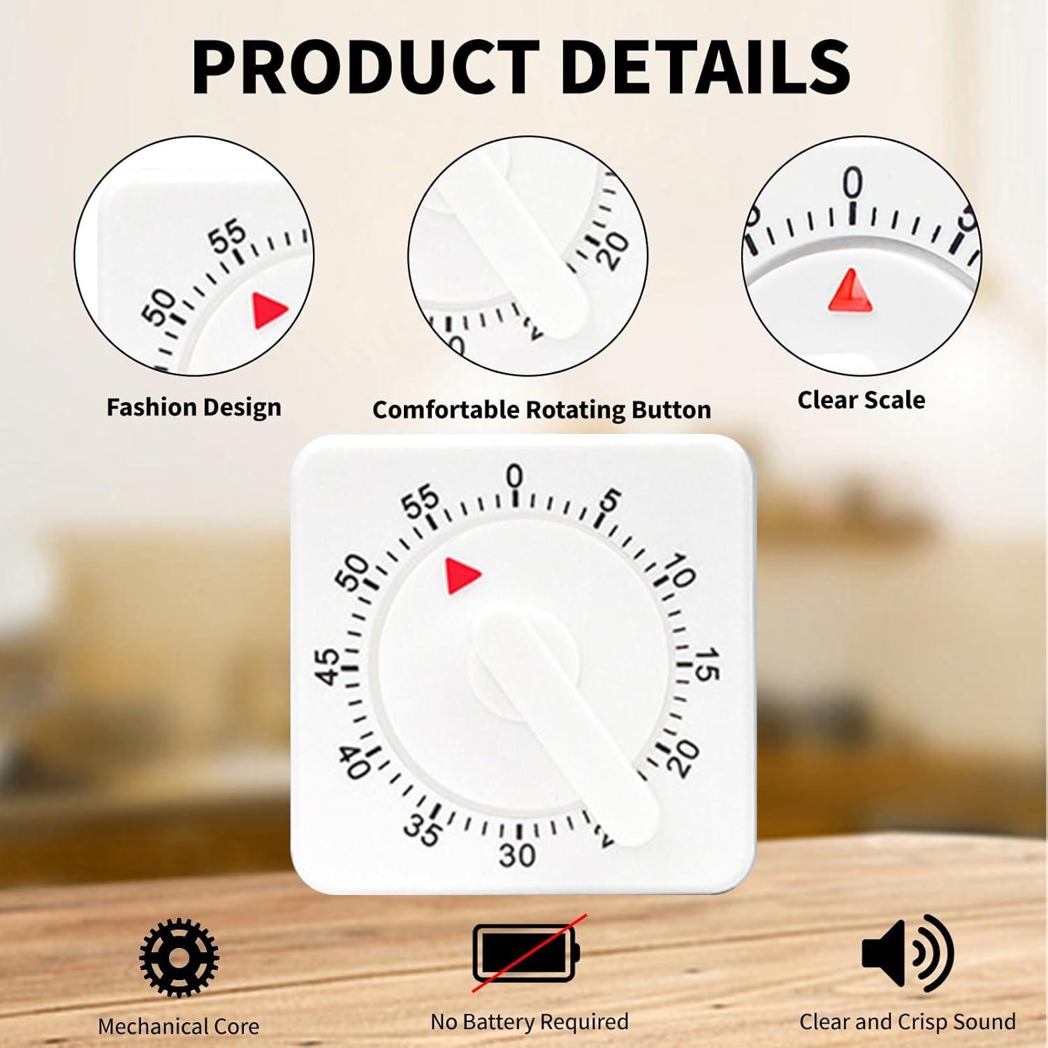 Temporizador de Cocina Mecánico WEST GOLD 60 Minutos Blanco