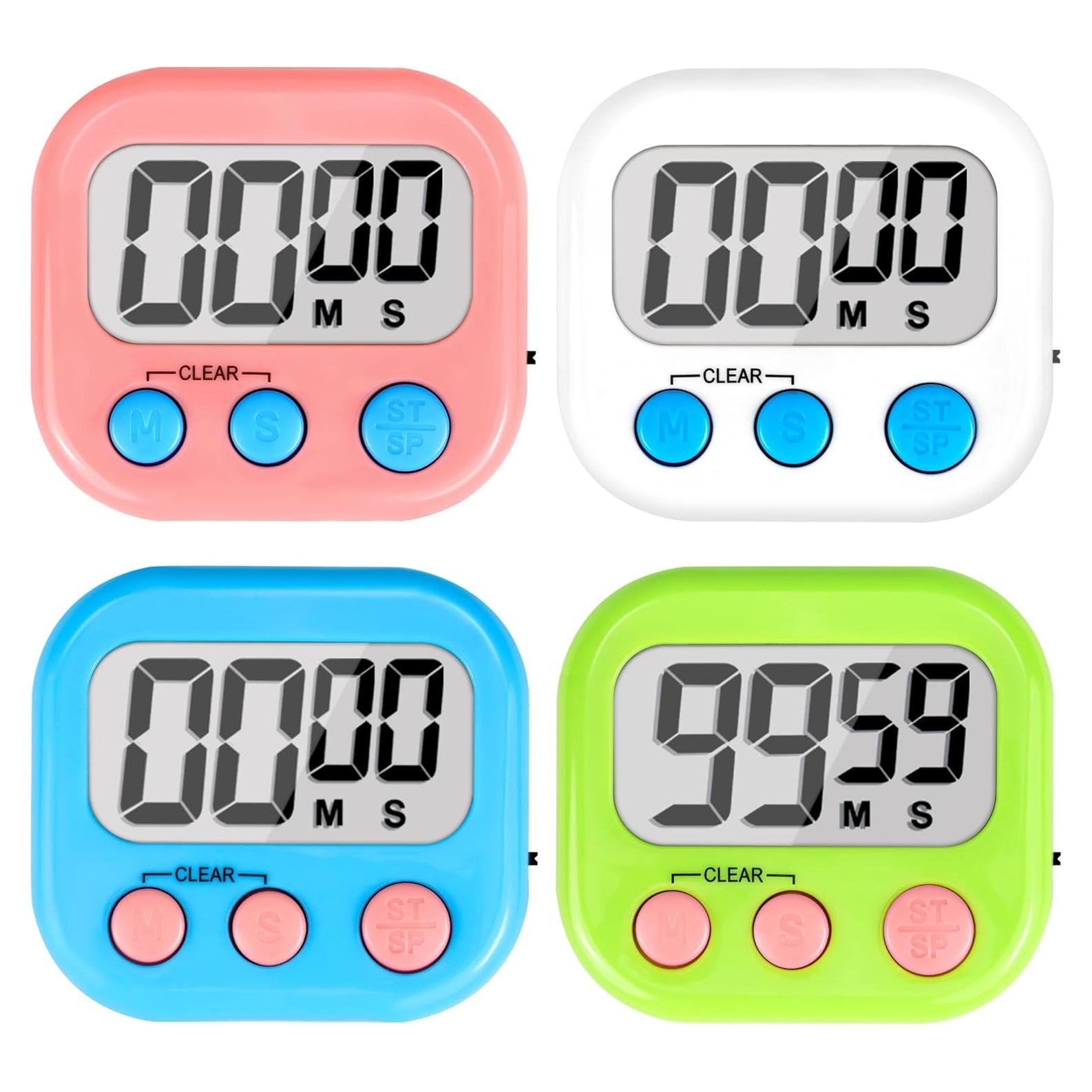 Temporizador Digital AOUVES 4 Pack Rosa Azul Verde Blanco