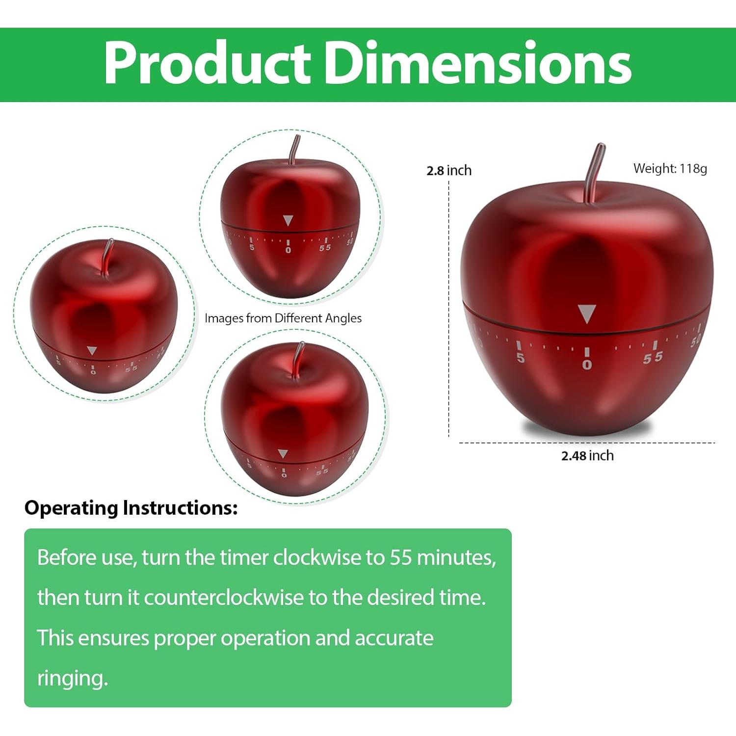 Temporizador de Cocina Mecánico HEMIPLEGIA Manzana Roja 60 Min