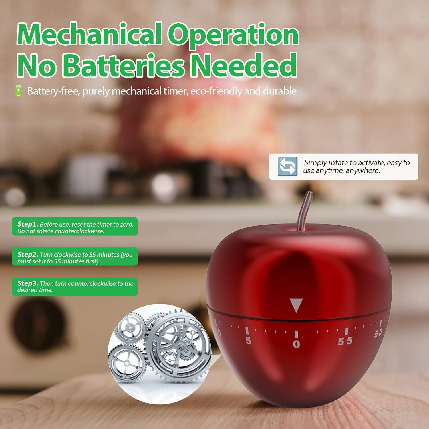 Temporizador de Cocina Mecánico HEMIPLEGIA Manzana Roja 60 Min