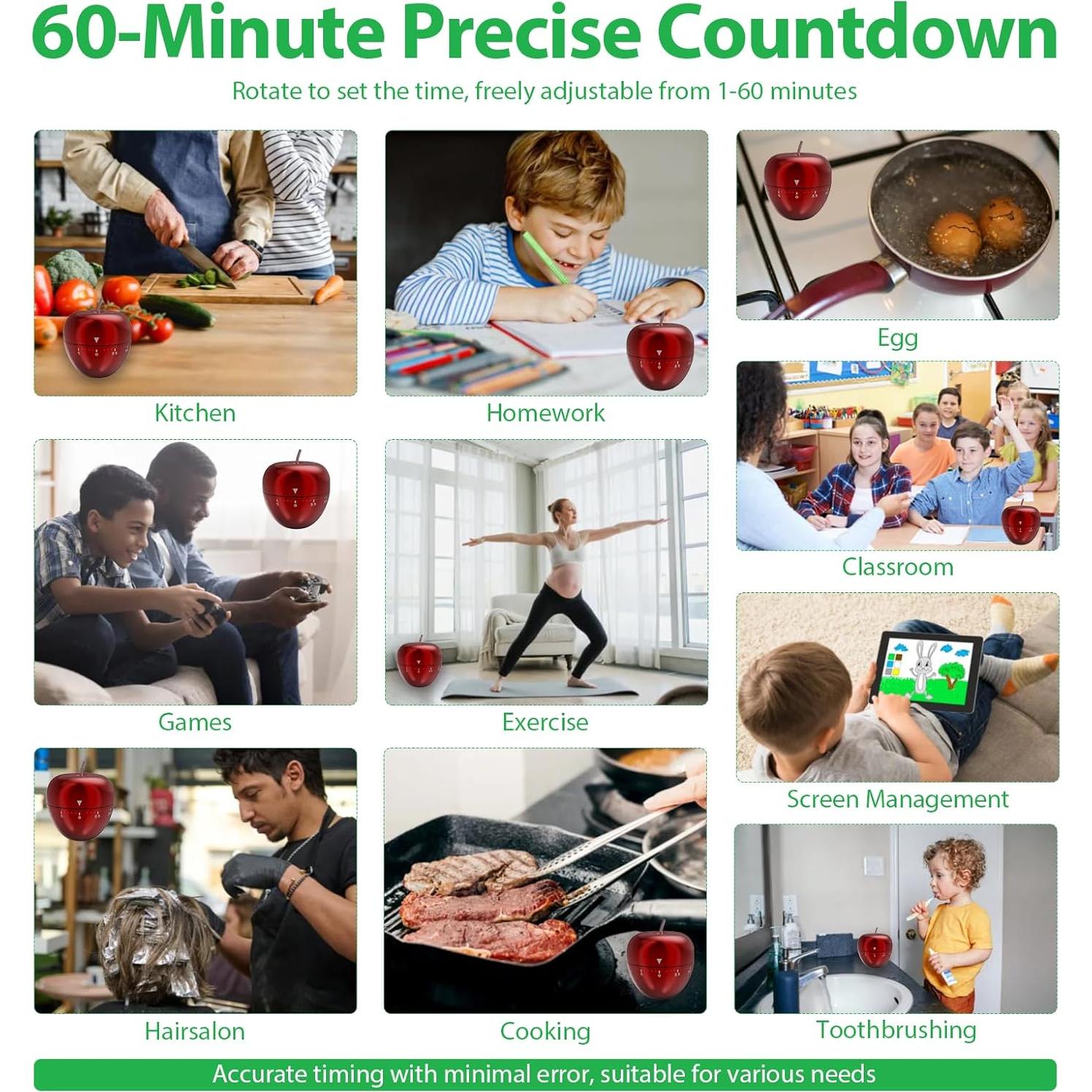 Temporizador de Cocina Mecánico HEMIPLEGIA Manzana Roja 60 Min