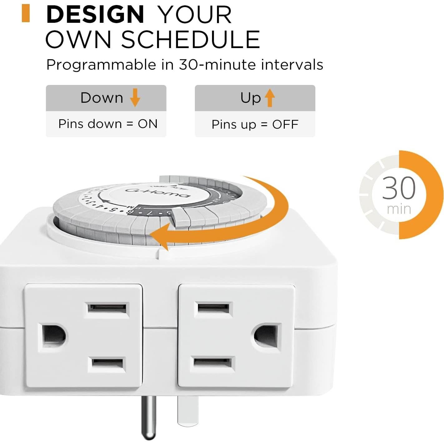 Temporizador Mecánico G-Homa 24 Horas 2 Salidas a Tierra