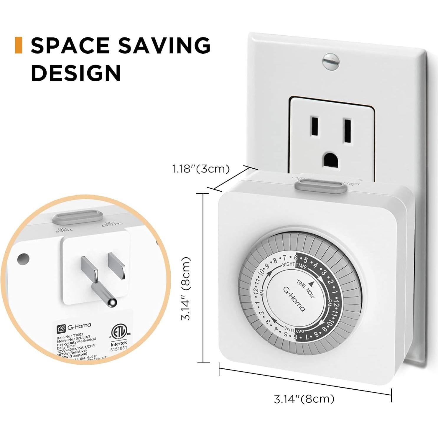 Temporizador Mecánico G-Homa 24 Horas 2 Salidas a Tierra