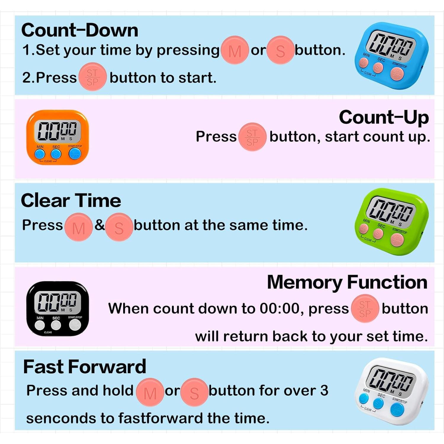 54 Temporizadores de Cocina Liubeili con Soporte Magnético