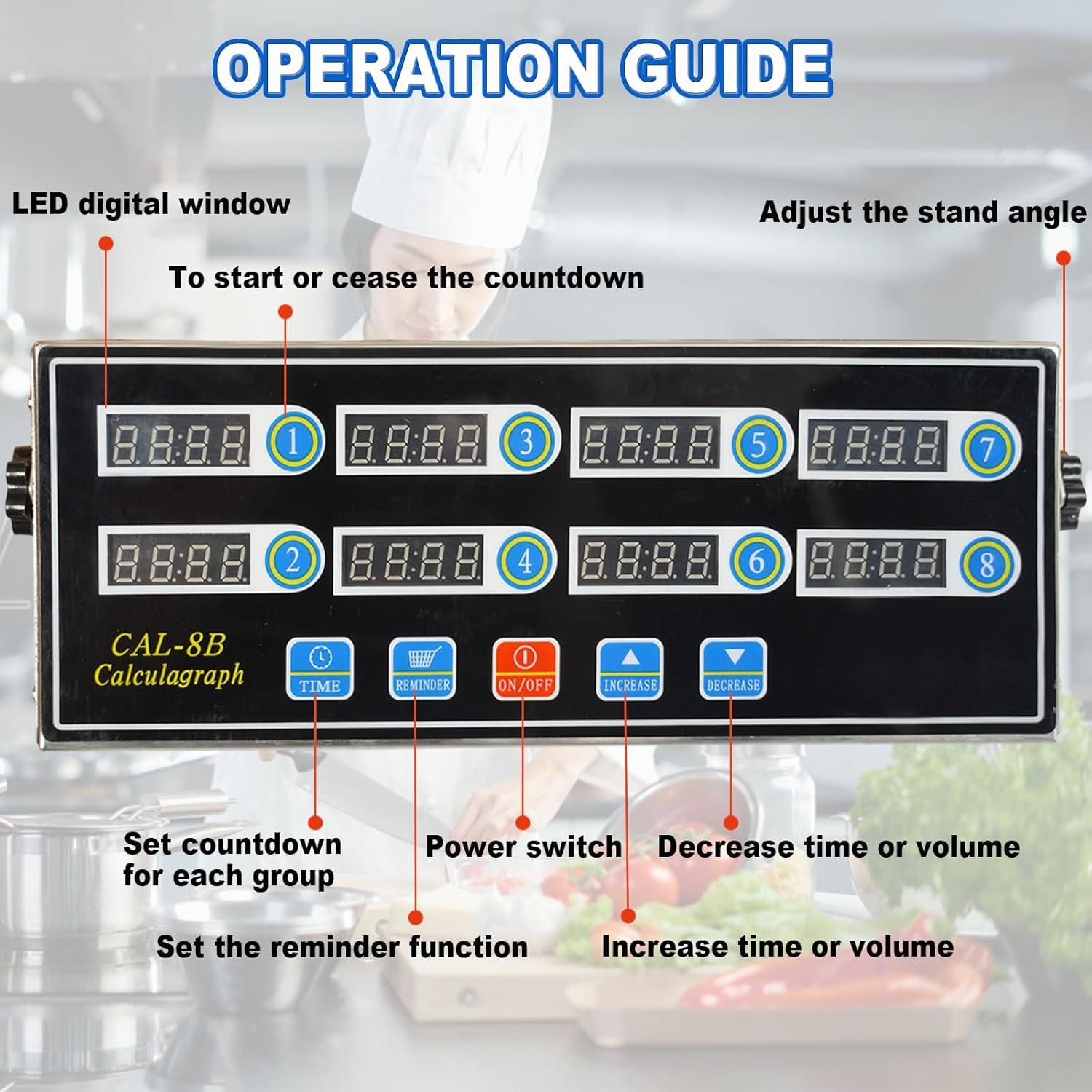 Temporizador Digital de Cocina EVEDMOT 8 Canales Acero Inoxidable