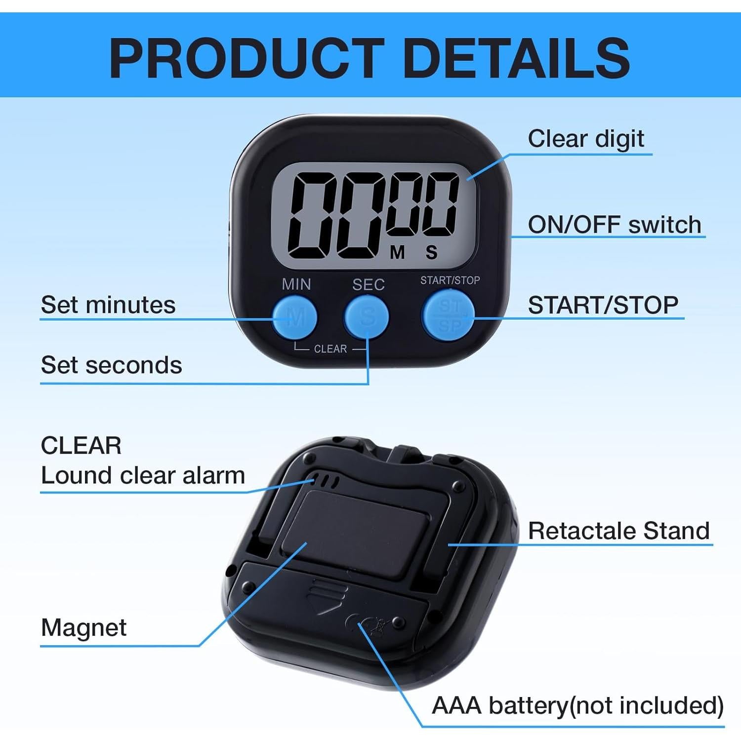 Temporizadores Digitales de Cocina Leumoi 24 Pcs Magnéticos