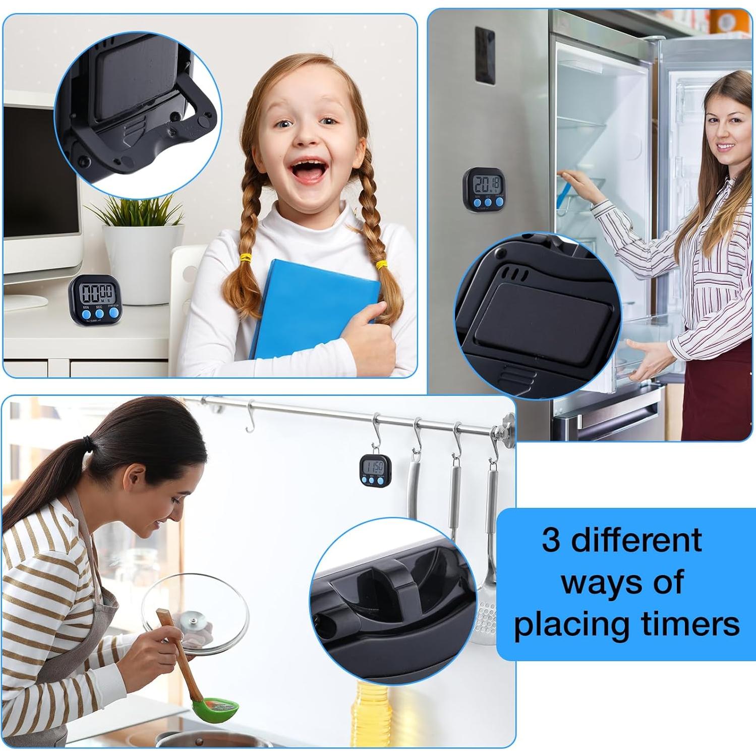 Temporizadores Digitales de Cocina Leumoi 24 Pcs Magnéticos