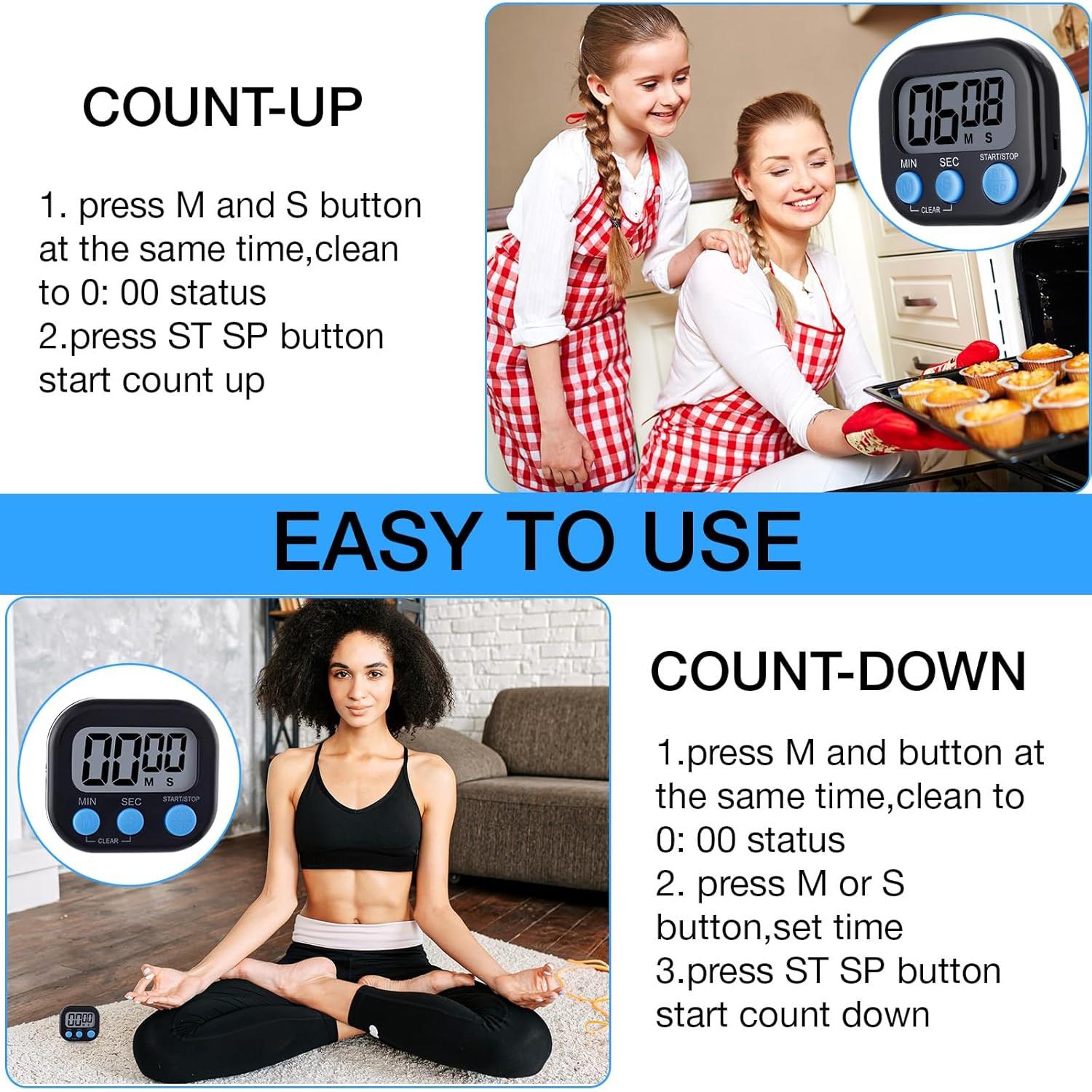 Temporizadores Digitales de Cocina Leumoi 24 Pcs Magnéticos