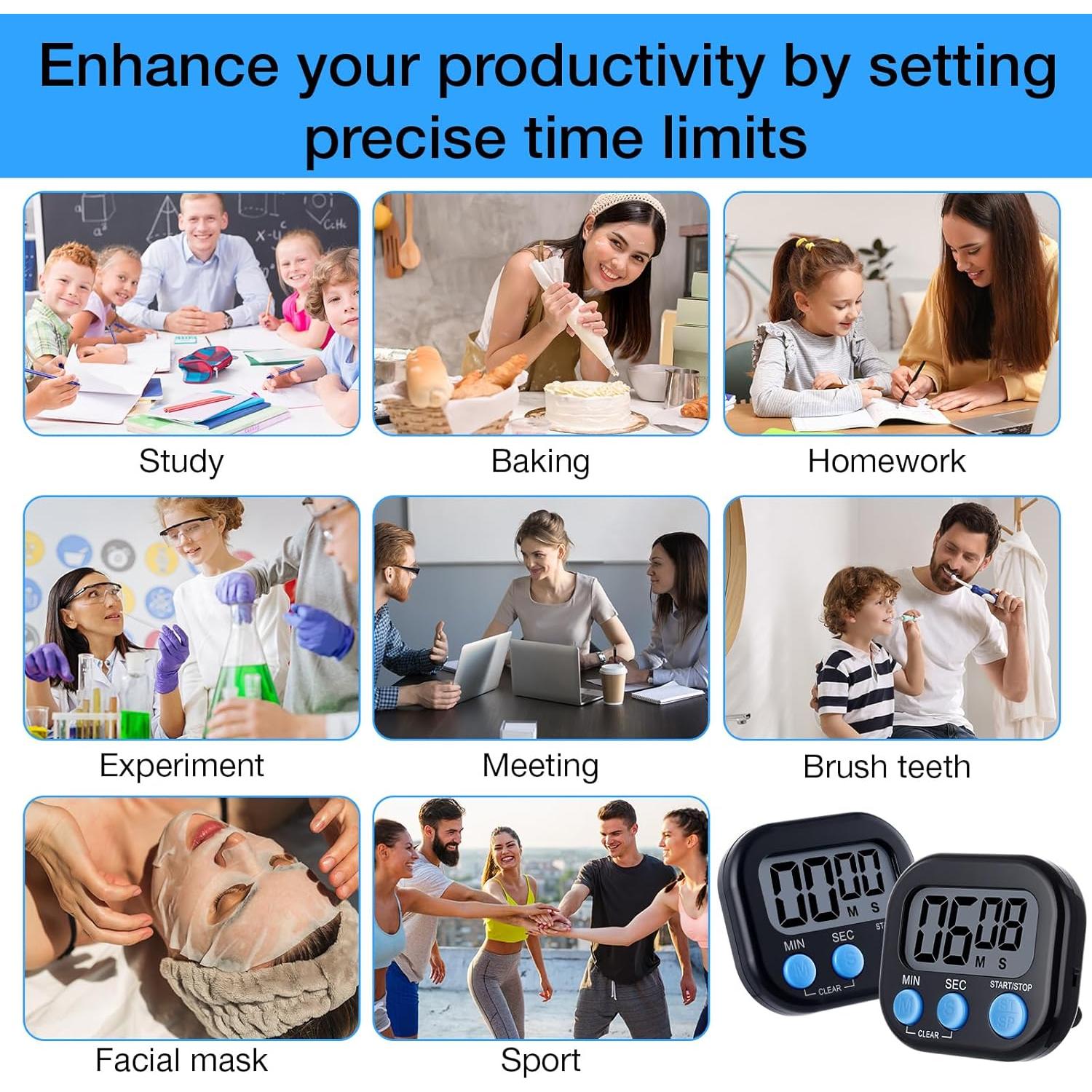 Temporizadores Digitales de Cocina Leumoi 24 Pcs Magnéticos