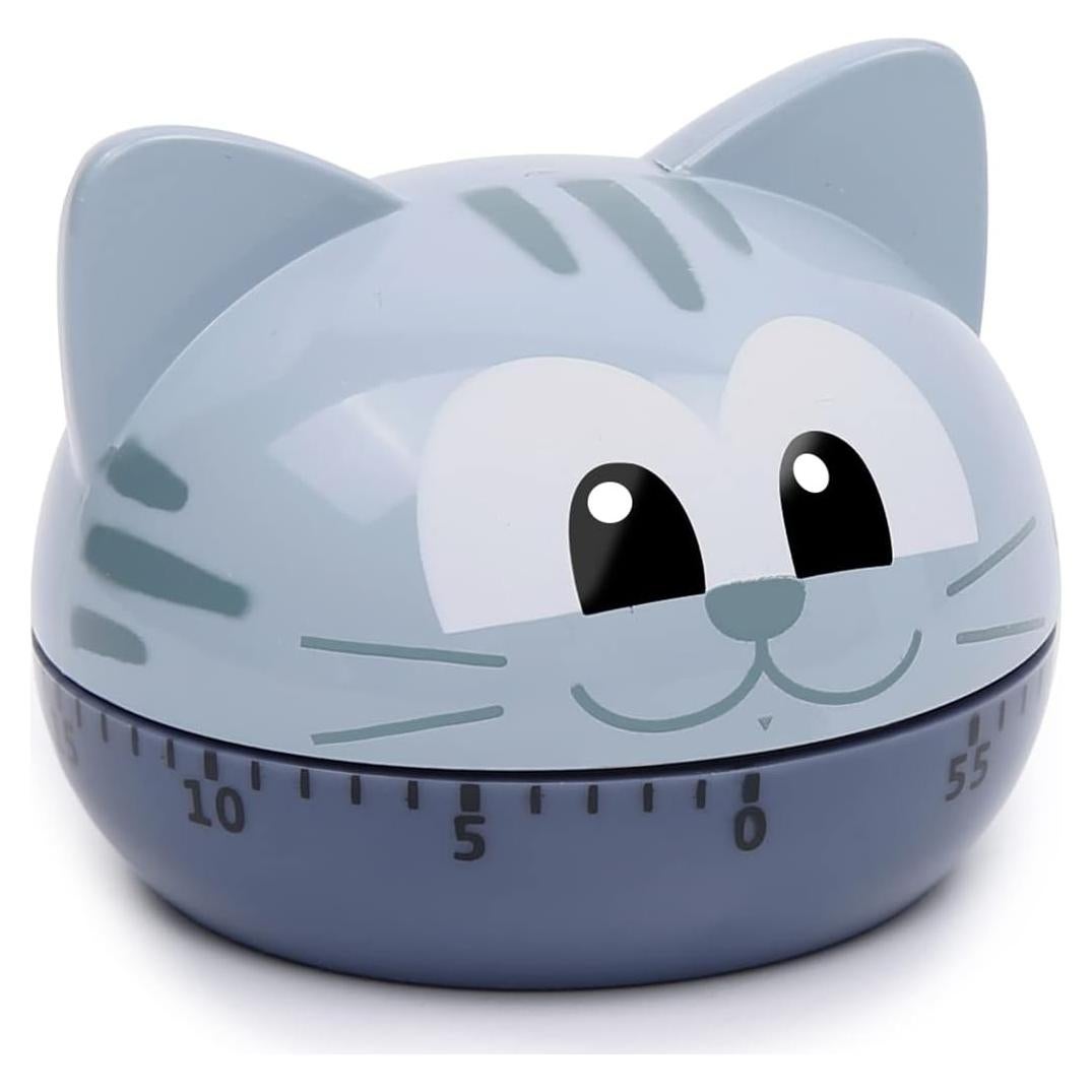 Temporizador de Cocina Mecánico AUDRWALL Gato Gris 85.7g
