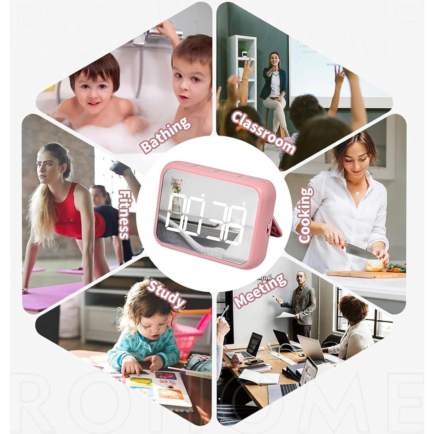 Temporizador Digital de Cocina Rohome Rosa 99 Minutos Pantalla 10.16 cm