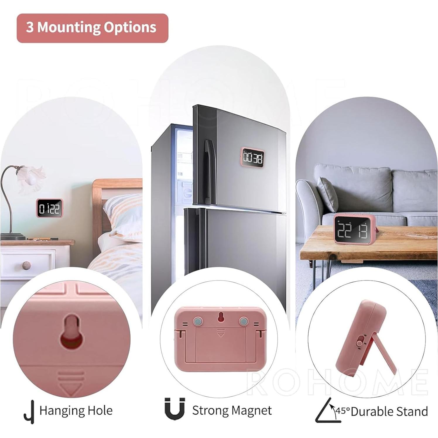 Temporizador Digital de Cocina Rohome Rosa 99 Minutos Pantalla 10.16 cm