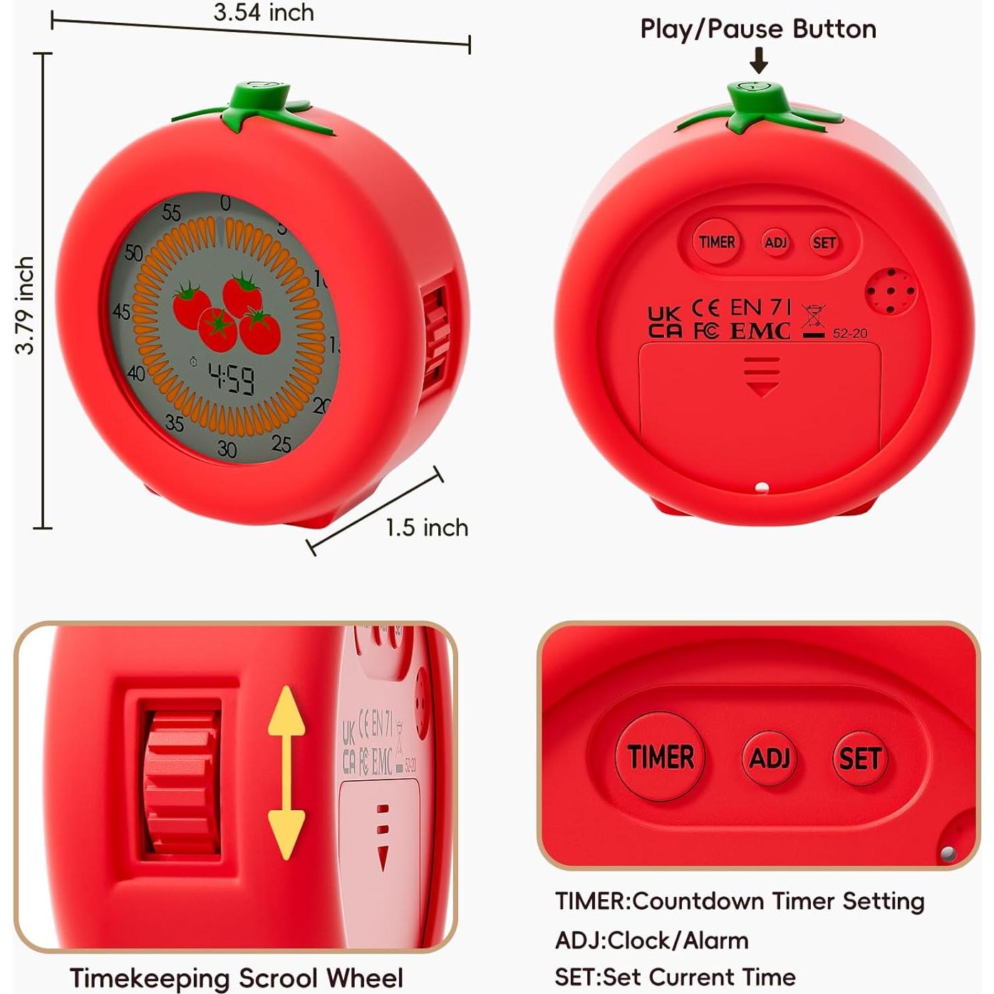 Temporizador Visual Digital Moxilos Tomate 299 Minutos