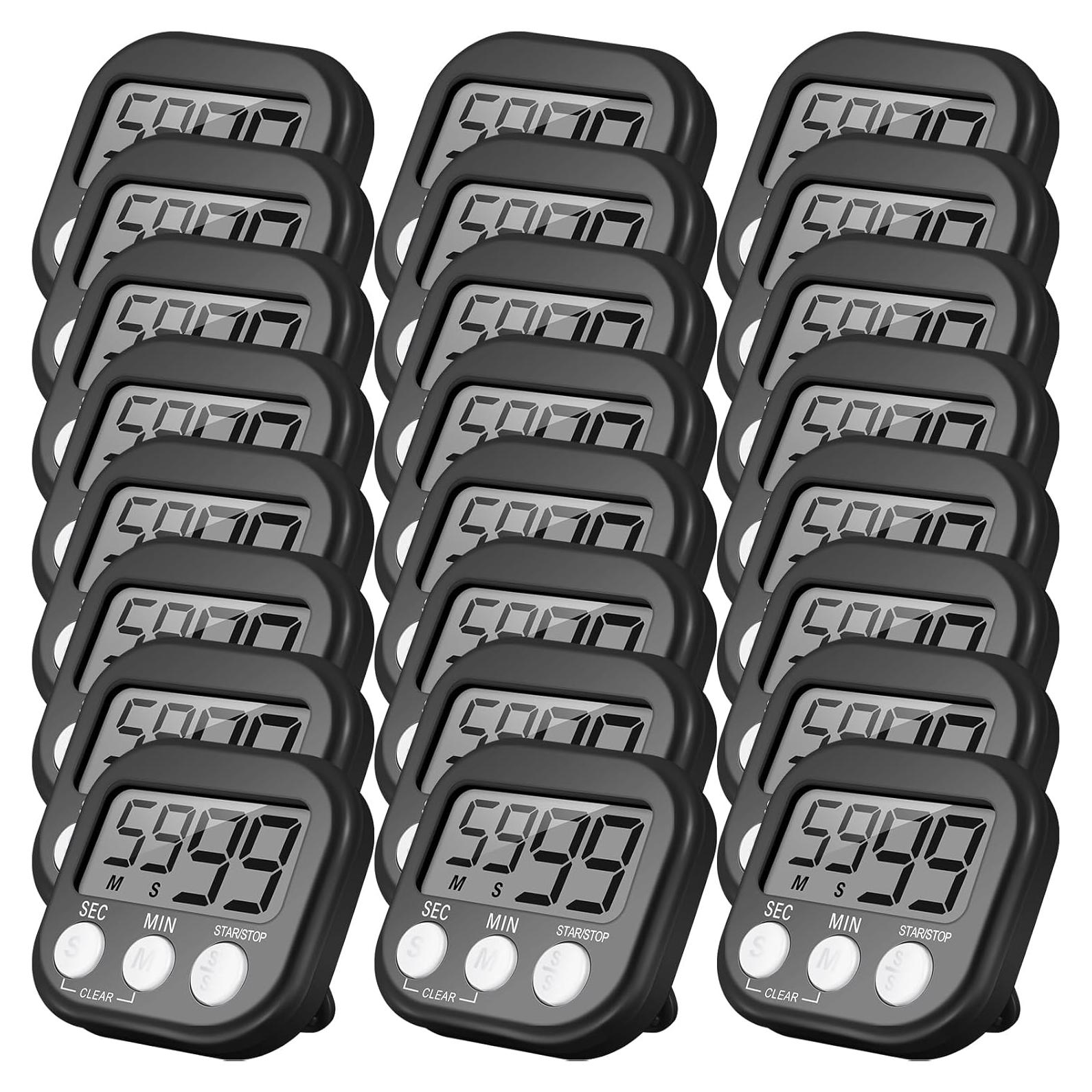 Juego de 24 Temporizadores Digitales de Cocina Leumoi Negro