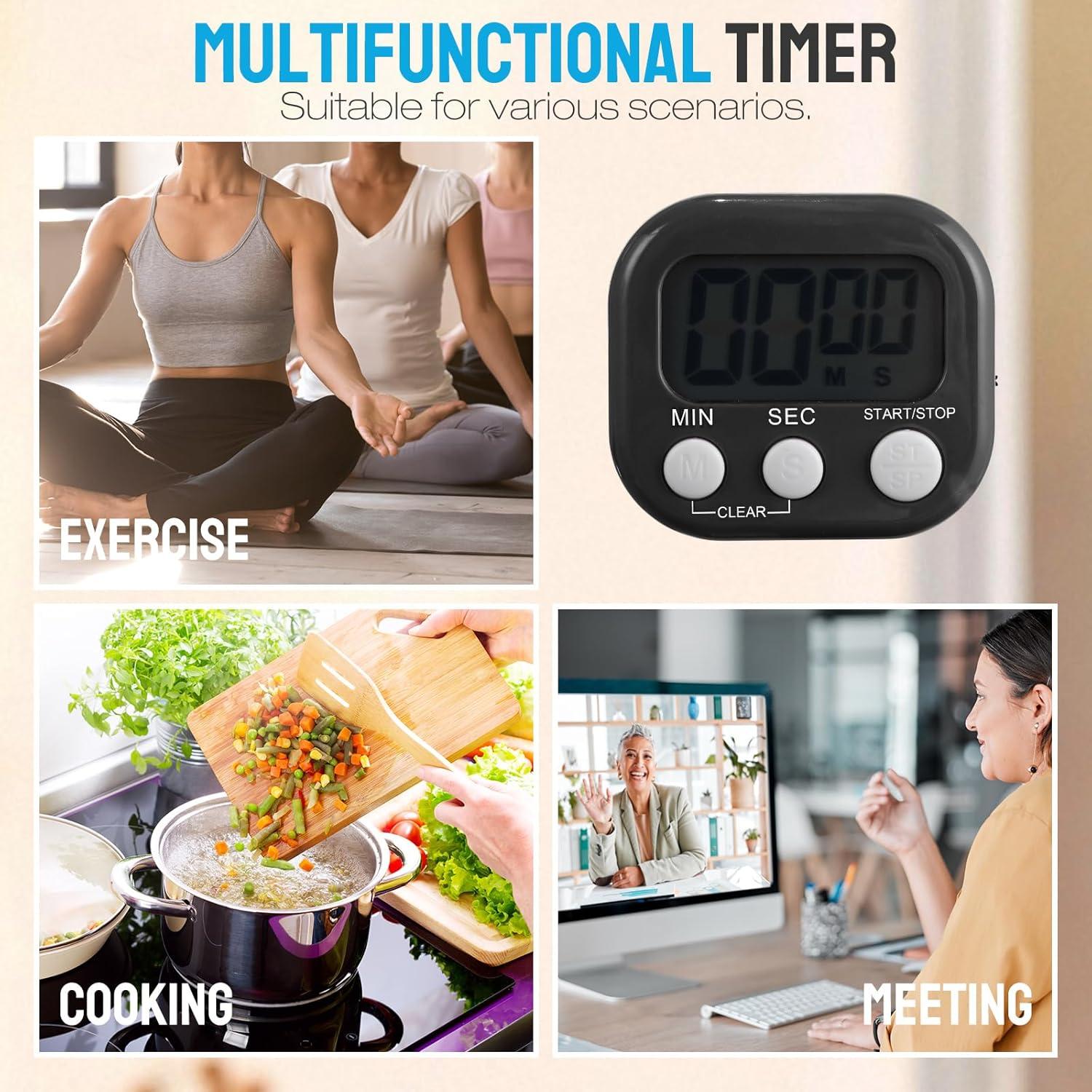 Juego de 24 Temporizadores Digitales de Cocina Leumoi Negro